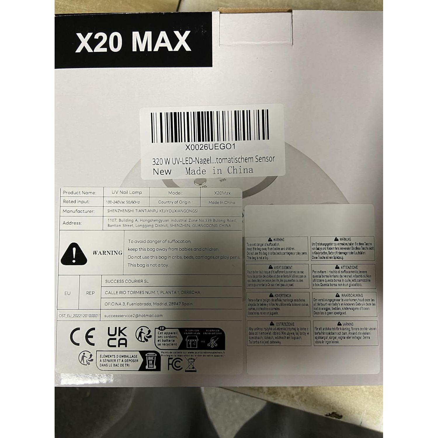 Lámpara UV LED 320W BEENLE Secador de Uñas con Sensor Automático