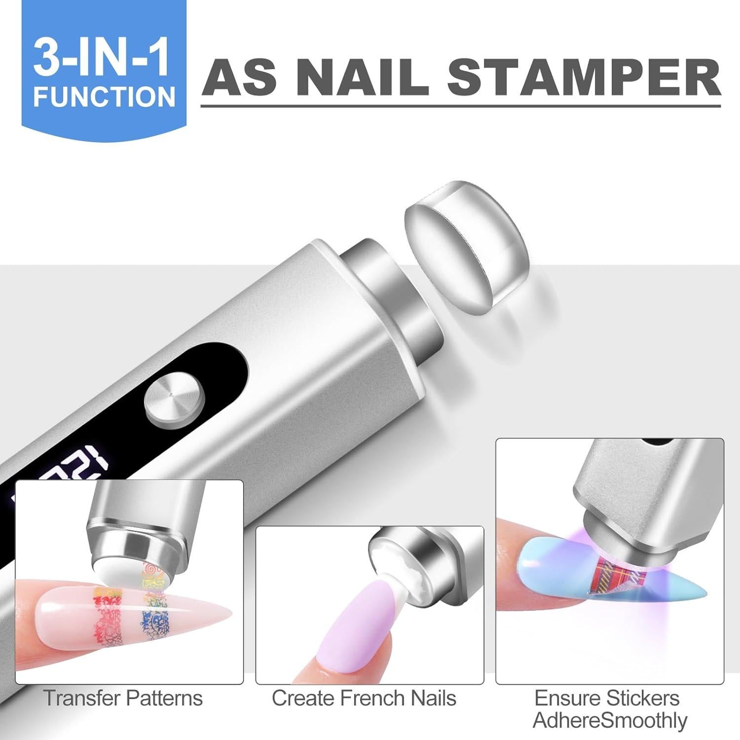 Lámpara UV Portátil INFILILA para Uñas de Gel 3-en-1 Plata