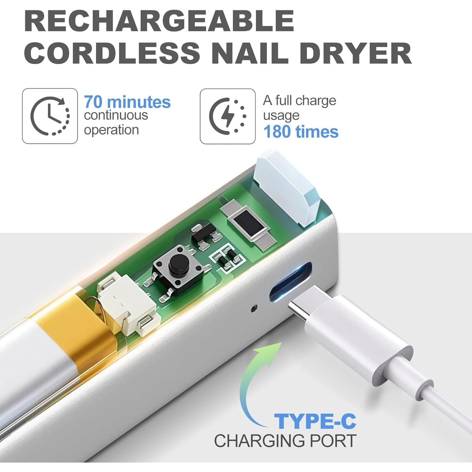 Lámpara UV Portátil INFILILA para Uñas de Gel 3-en-1 Plata