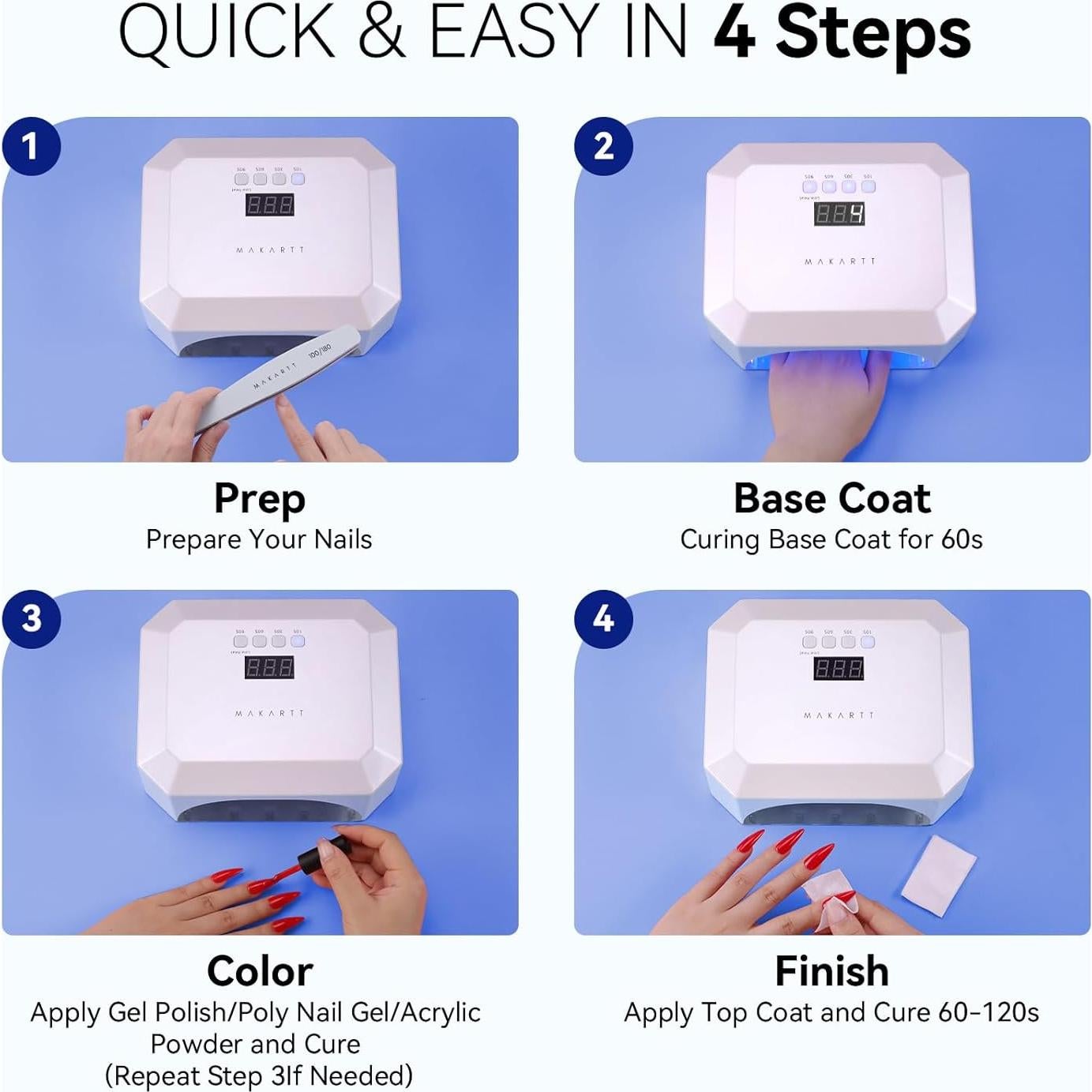 Lámpara de Uñas UV LED Makartt Aurora 36W Recargable