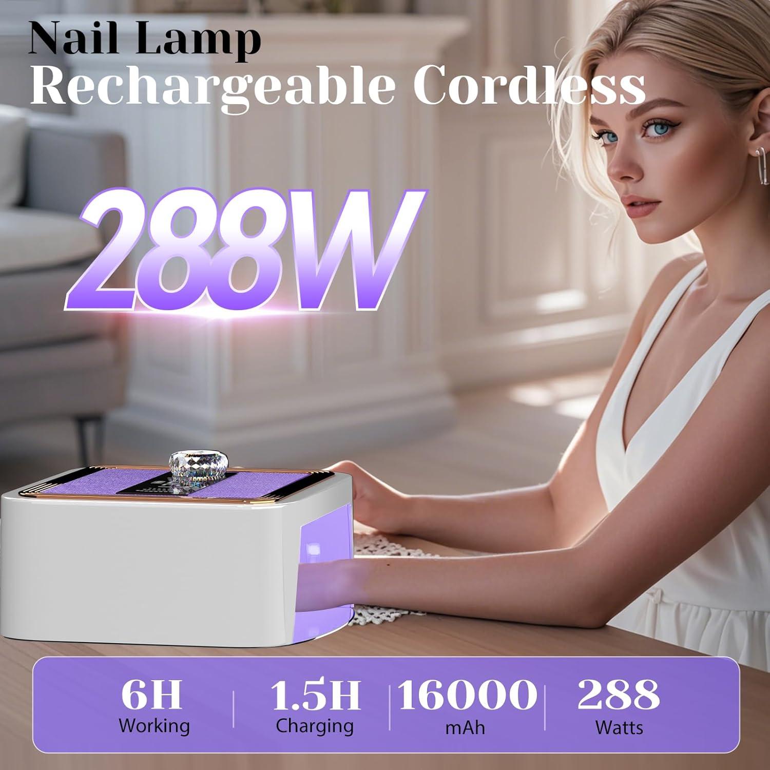 Lámpara UV Recargable TCHMCITY 288W Inalámbrica con LCD