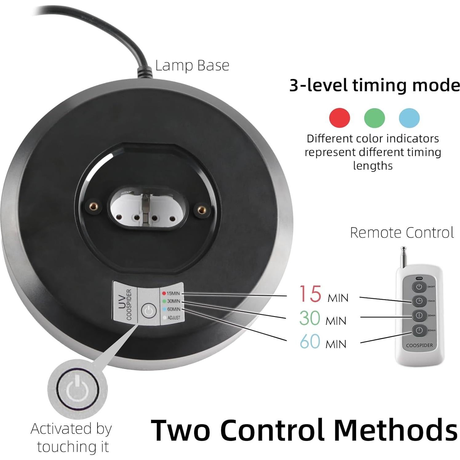 Lámpara desinfectante UV Coospider 38W con control remoto