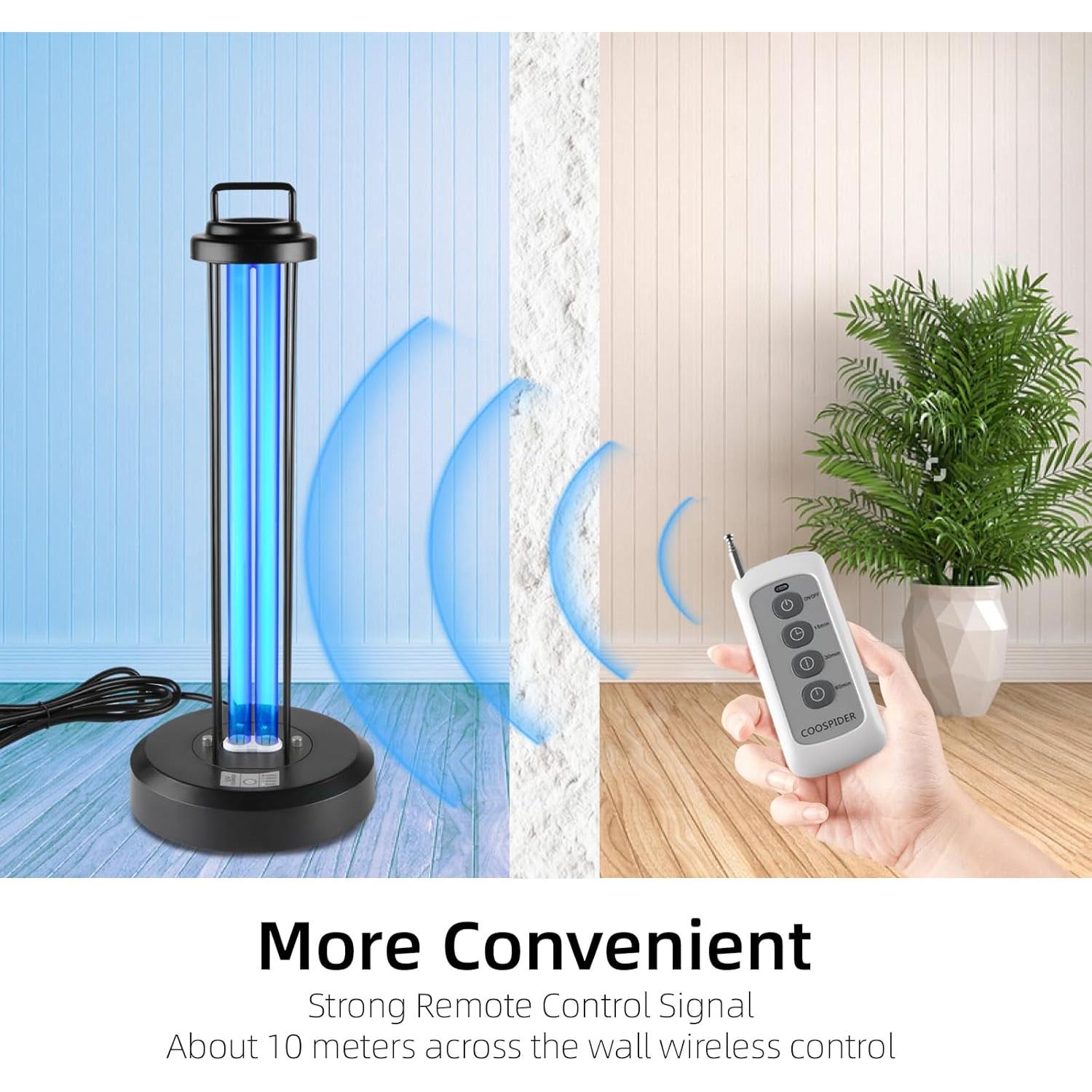 Lámpara desinfectante UV Coospider 38W con control remoto