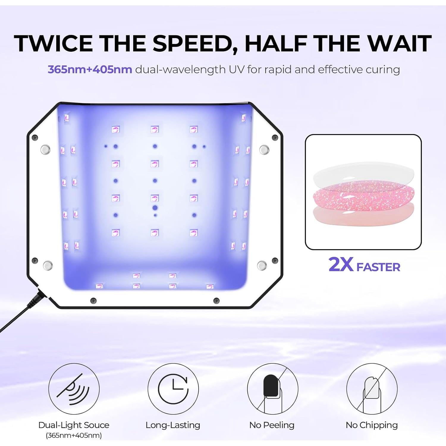 Lámpara de Uñas UV LED Lavinda 54W - Pantalla LCD, 4 Temporizadores