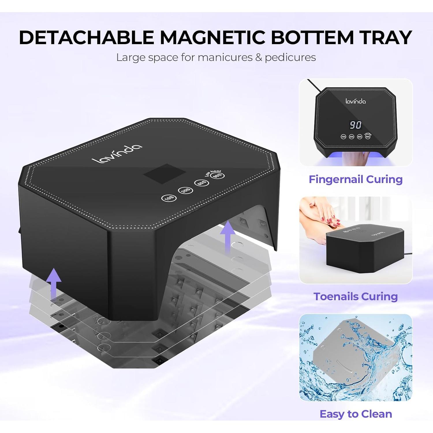 Lámpara de Uñas UV LED Lavinda 54W - Pantalla LCD, 4 Temporizadores