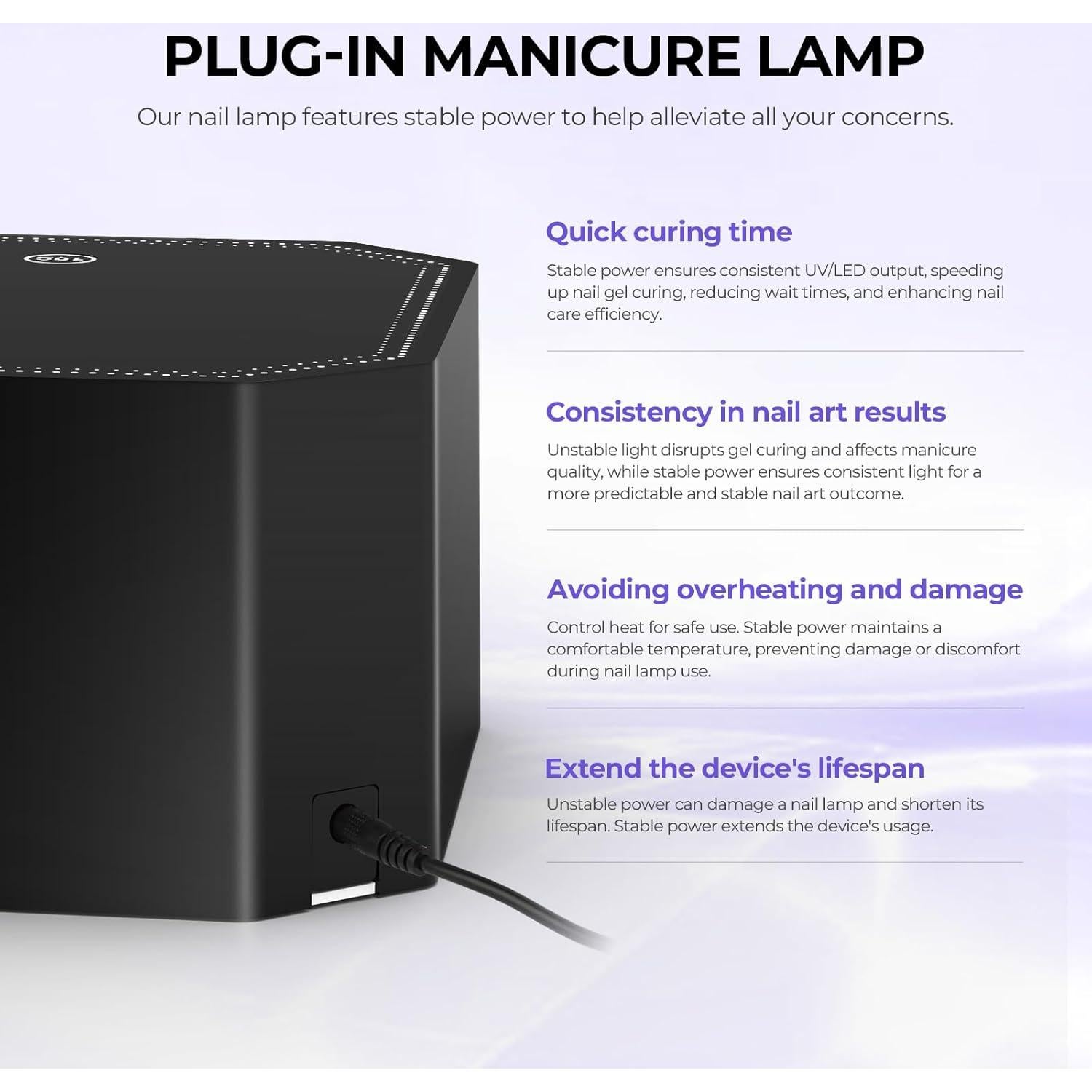 Lámpara de Uñas UV LED Lavinda 54W - Pantalla LCD, 4 Temporizadores