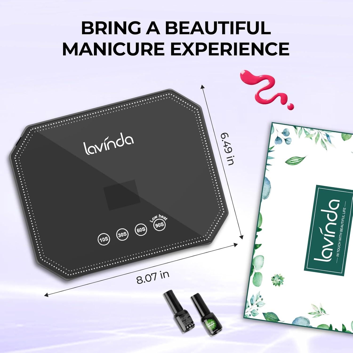 Lámpara de Uñas UV LED Lavinda 54W - Pantalla LCD, 4 Temporizadores