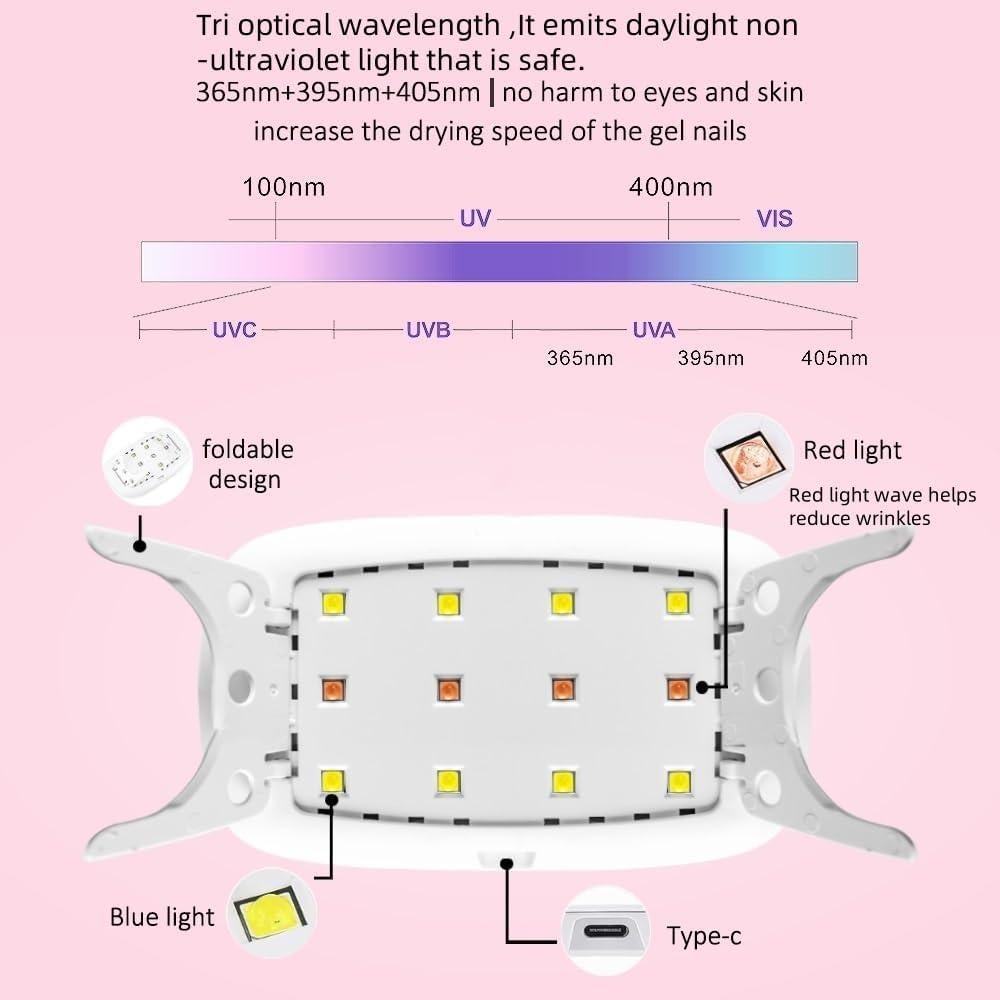 Lámpara LED UV para Uñas Sazzi UNL24, 24W, Portátil
