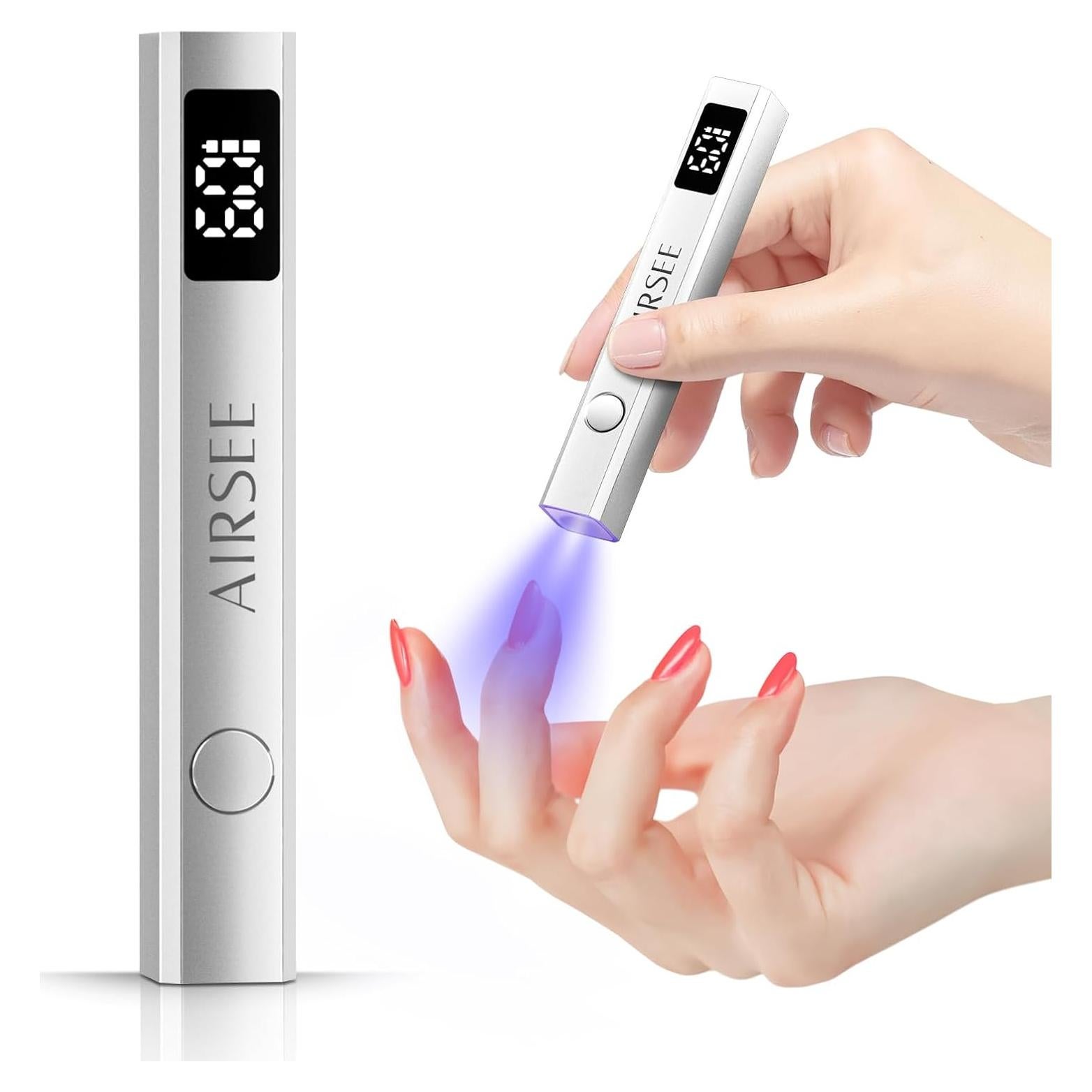 Lámpara UV Inalámbrica AIRSEE Mini para Uñas de Gel Plata