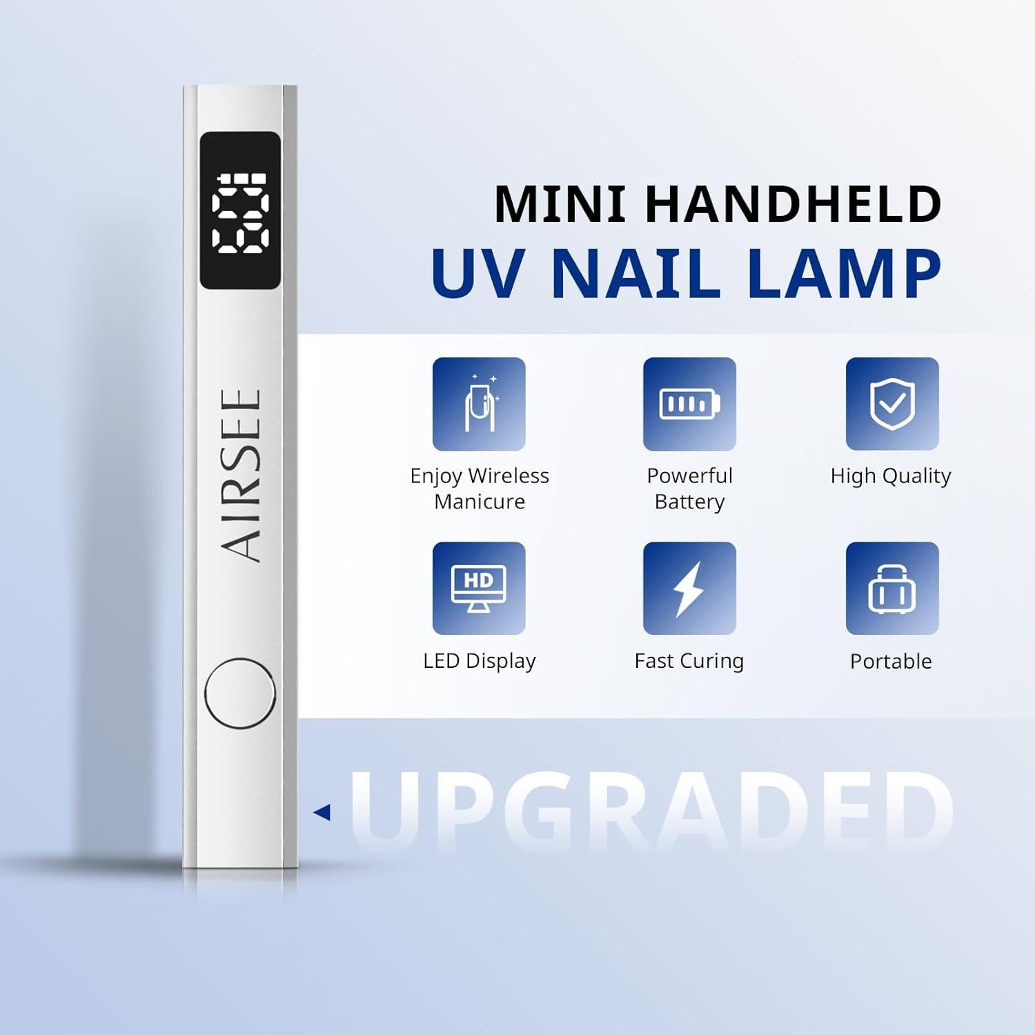 Lámpara UV Inalámbrica AIRSEE Mini para Uñas de Gel Plata
