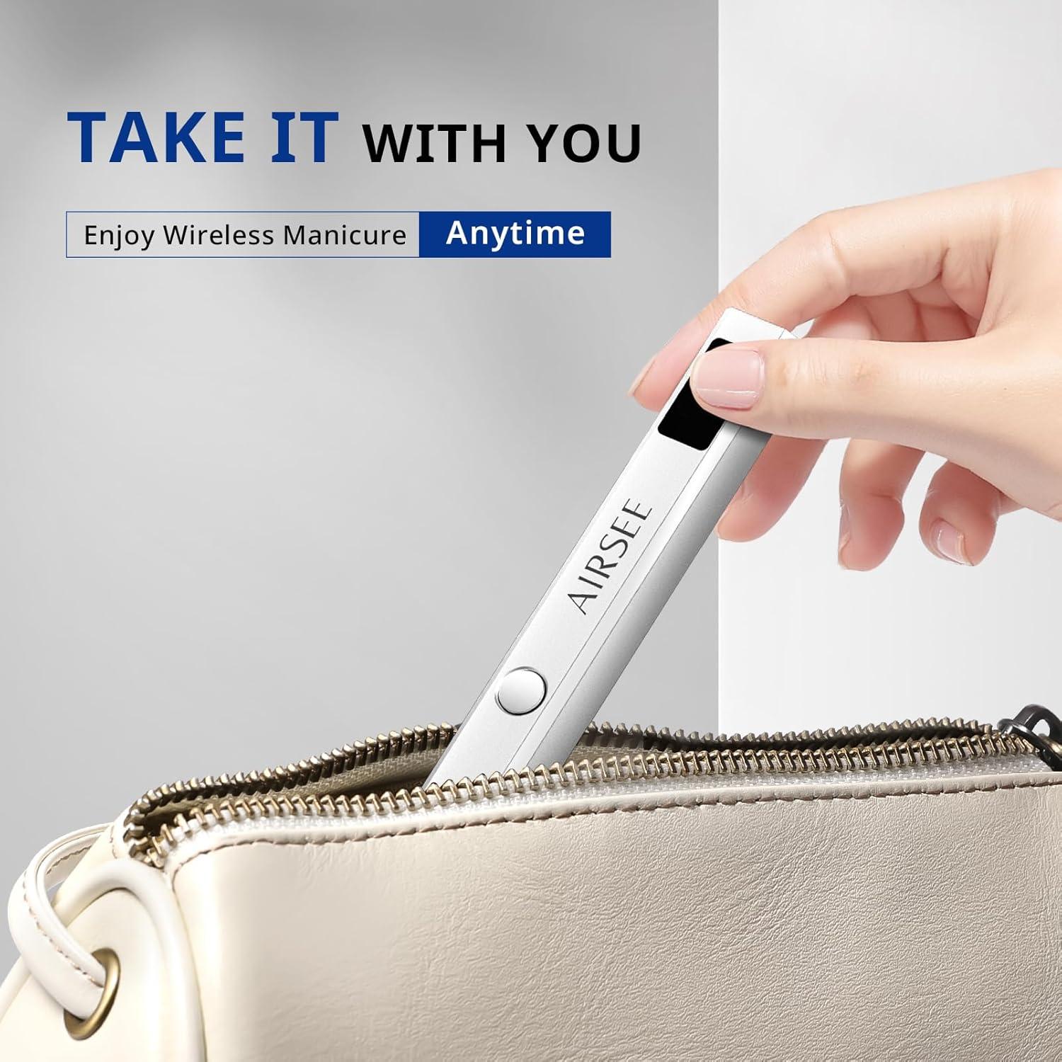 Lámpara UV Inalámbrica AIRSEE Mini para Uñas de Gel Plata