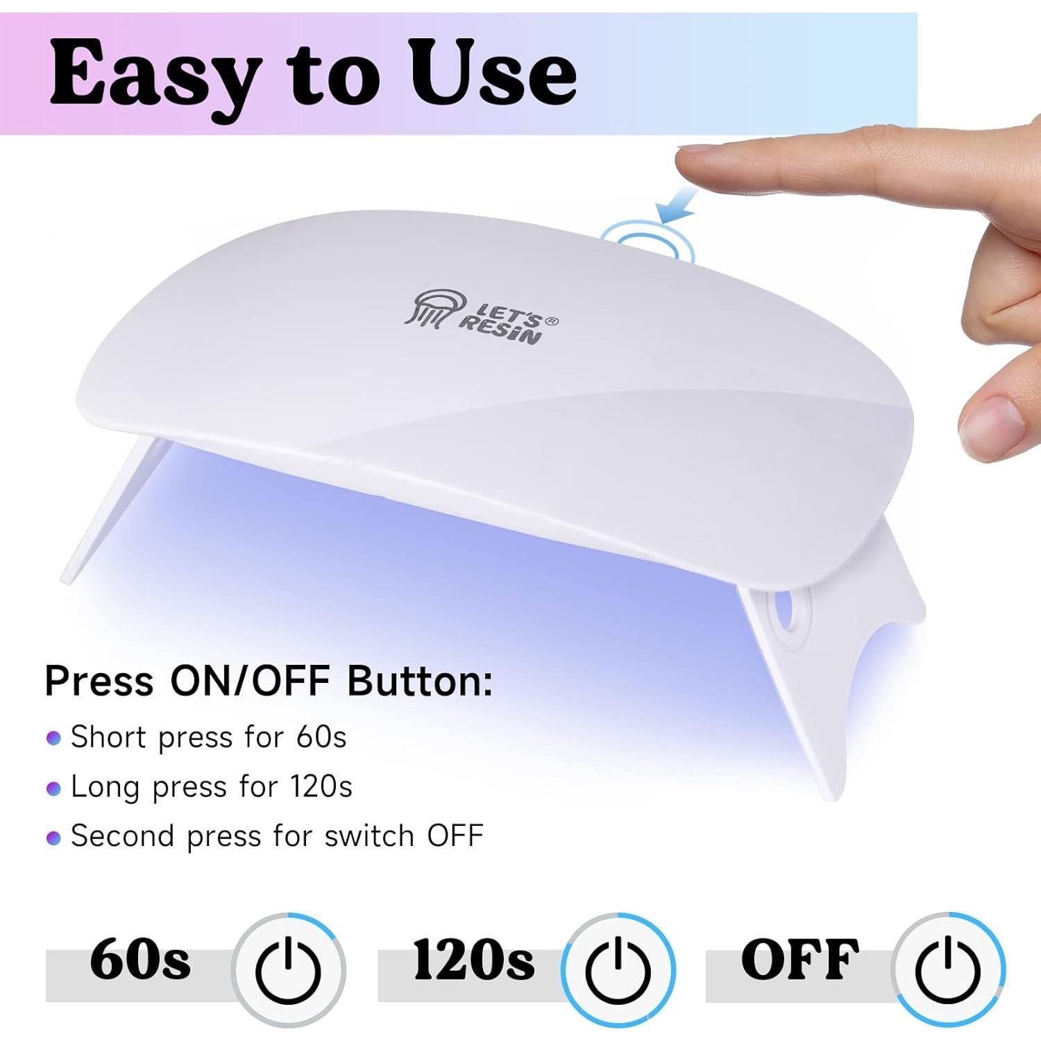 Lámpara UV Mini LET'S RESIN 36W Portátil 84g para Resina