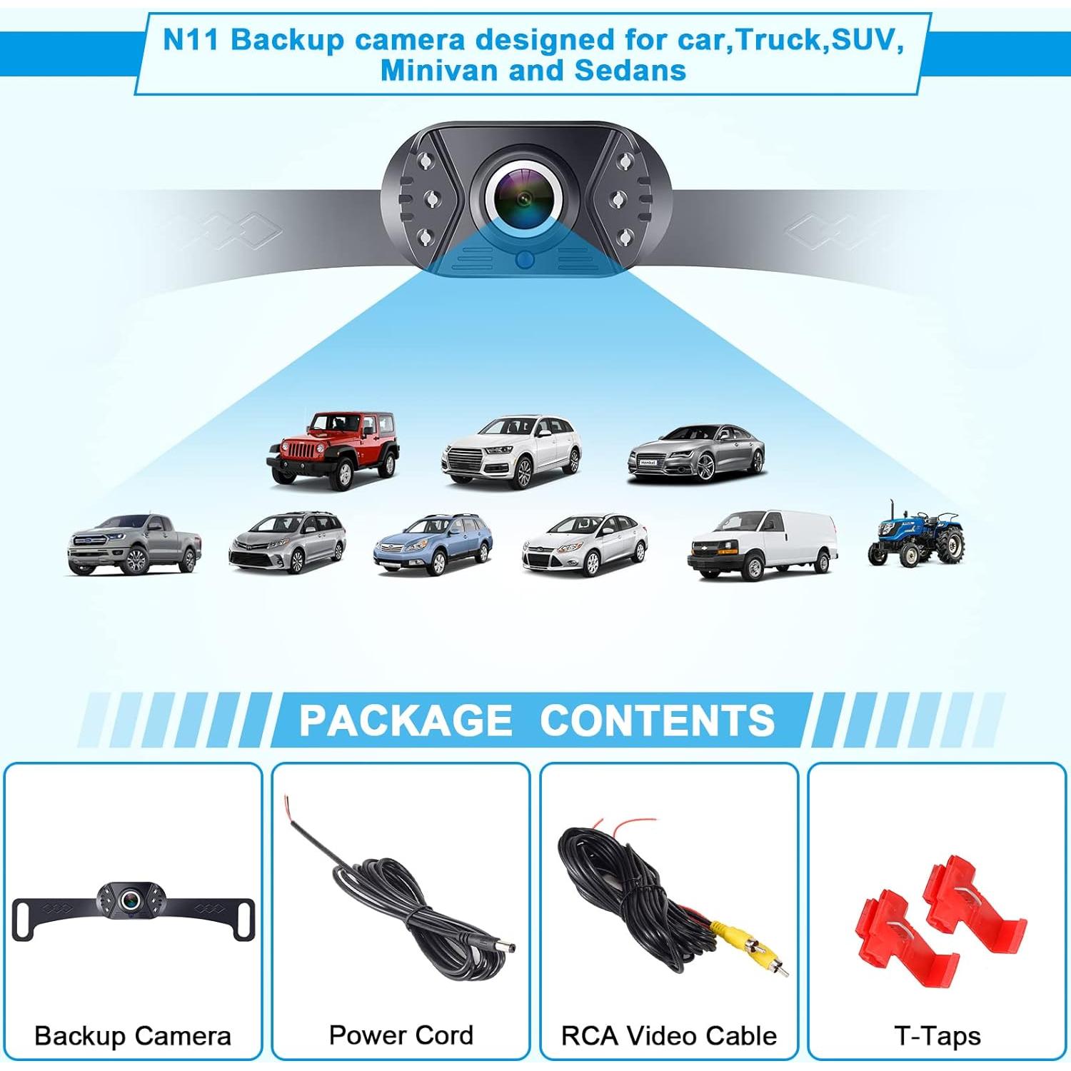 Cámara de Respaldo HD 1080P Rohent N11 - Visión Nocturna 170°
