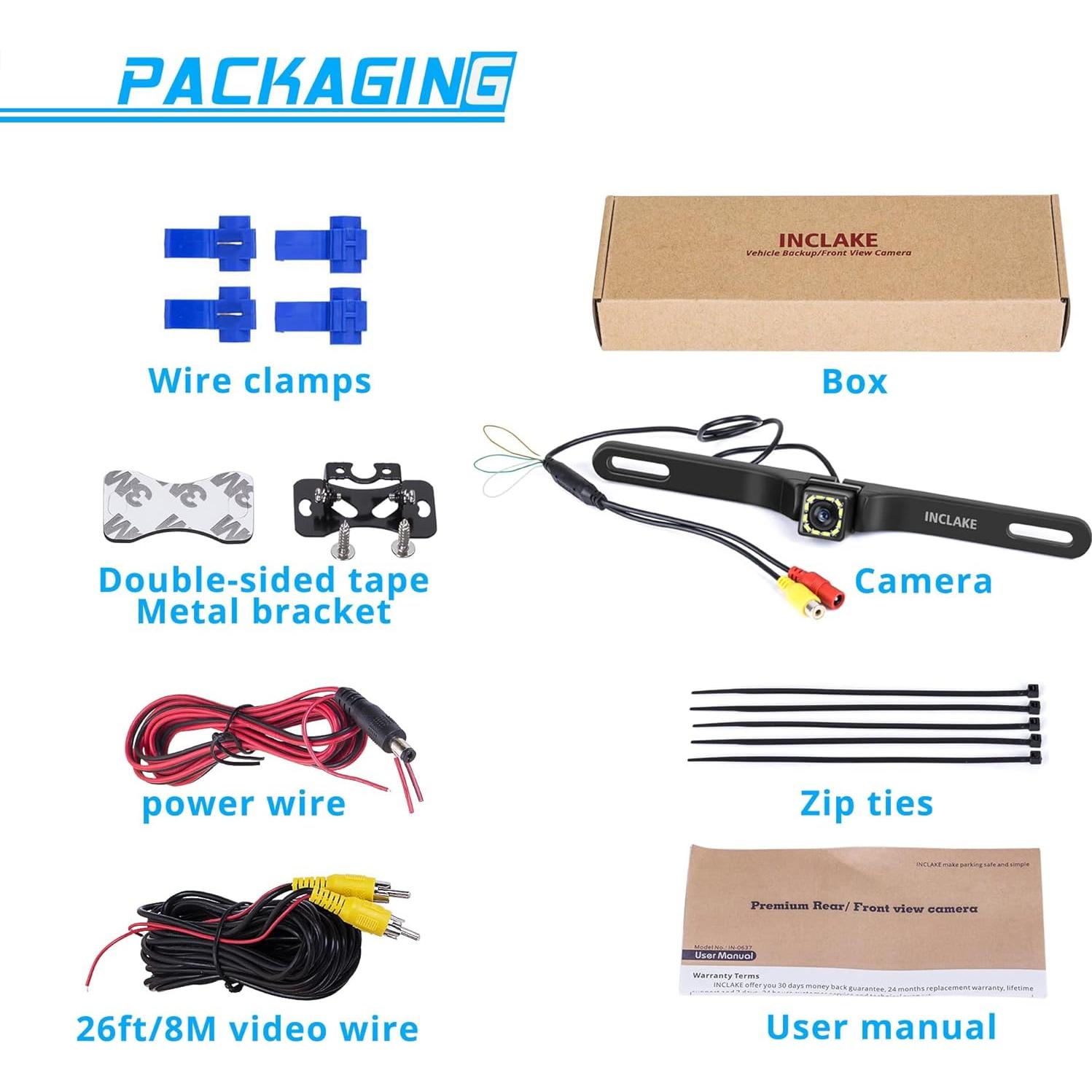 Car Backup Camera, Rear View Camera Ultra HD 12 LED Night Vision,Waterproof Reverse Camera 140° Wide View Angel with Multiple Mount Brackets for Universal Cars,SUV,Trucks,RV and More