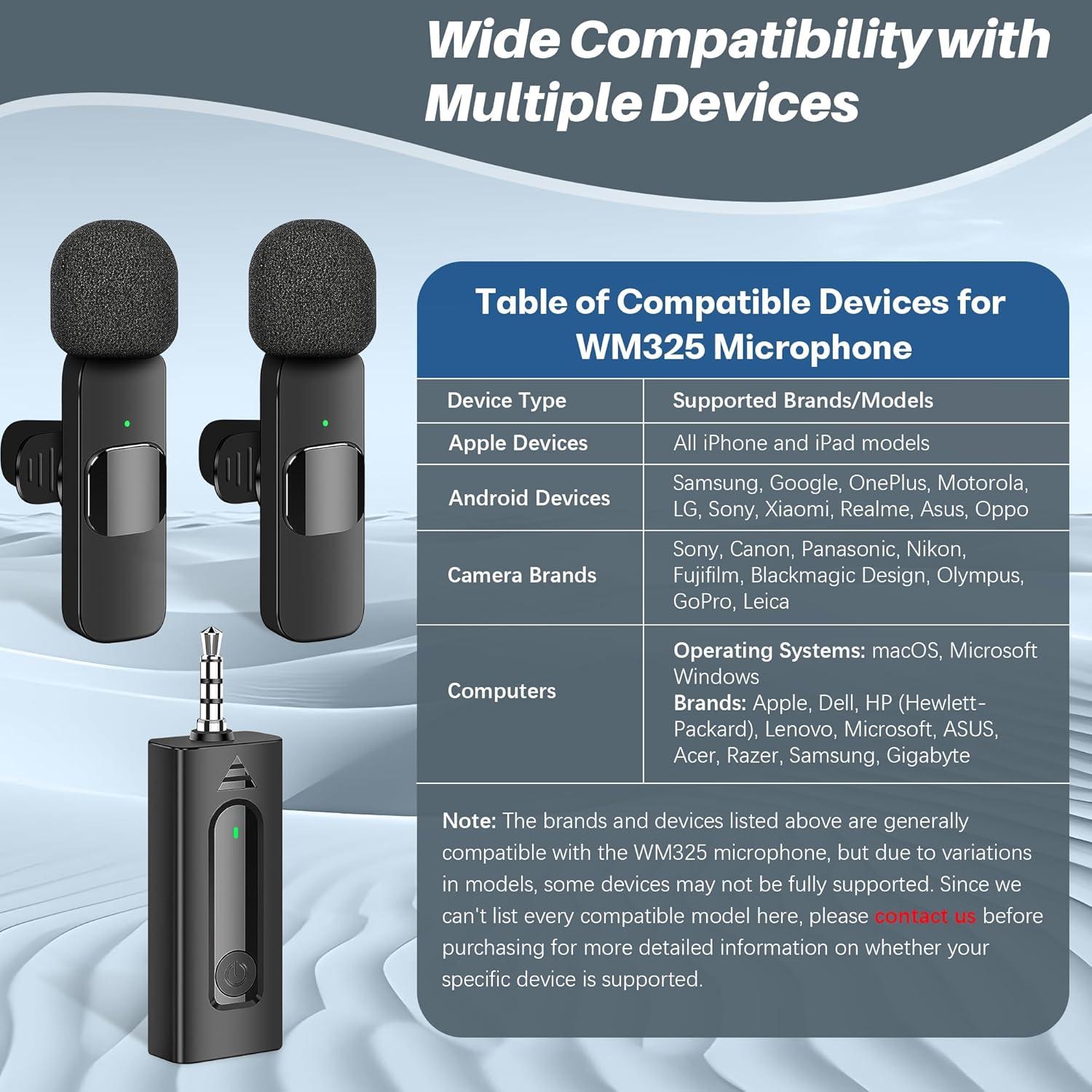 Micrófono Lavalier Inalámbrico LM320 - 2 Micrófonos Mini