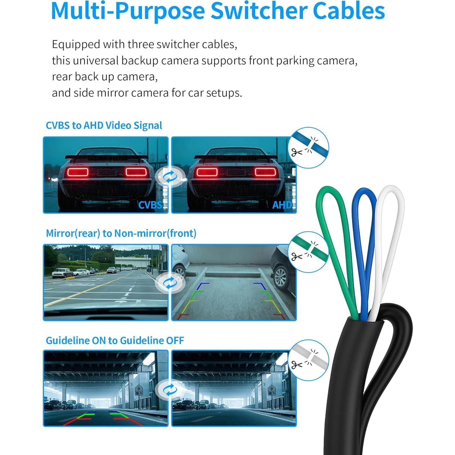 Cámara de Respaldo DUBIAO AHD 1080P 170° Visión Nocturna