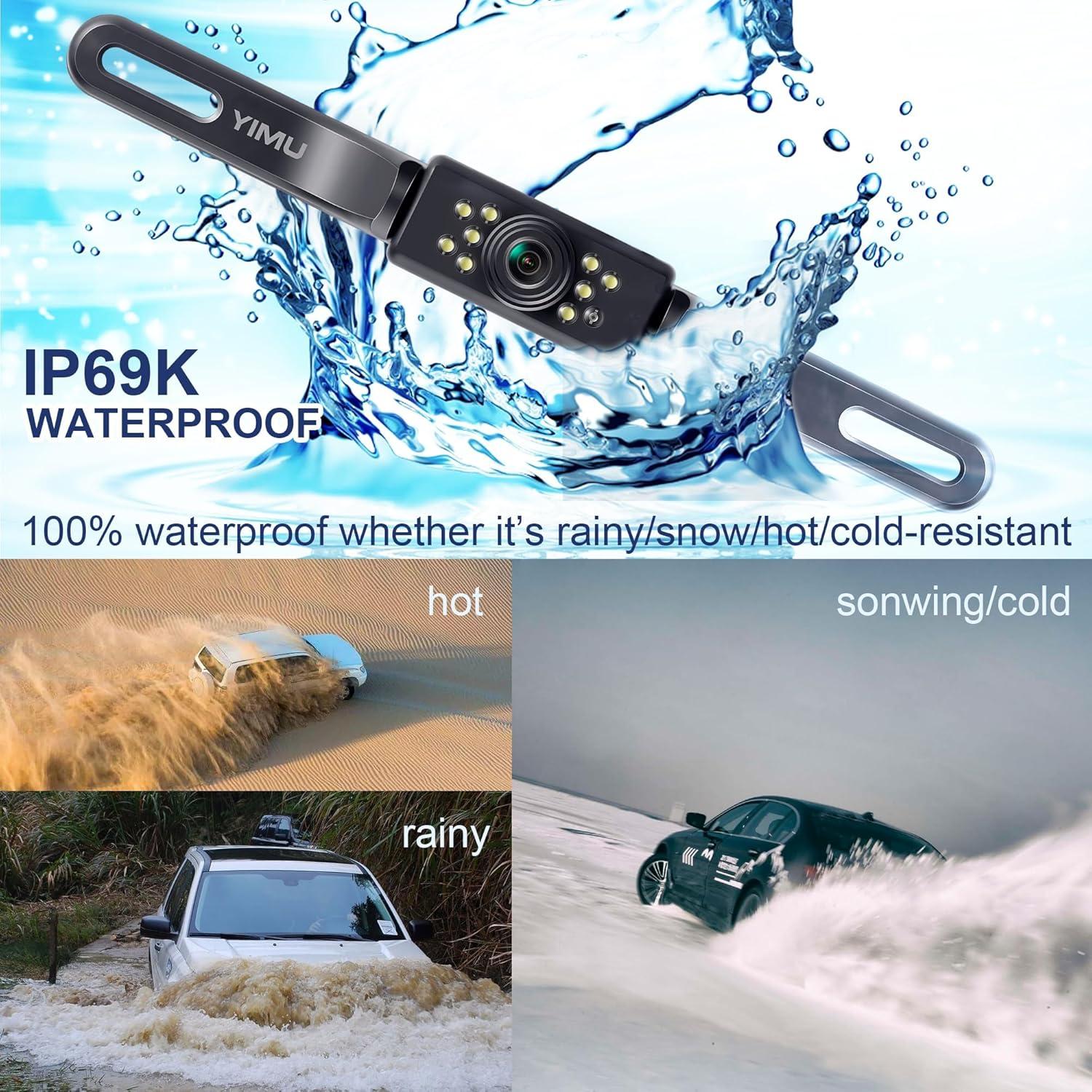 Cámara de Respaldo YIMU HD con 7 LEDs, Impermeable IP69K