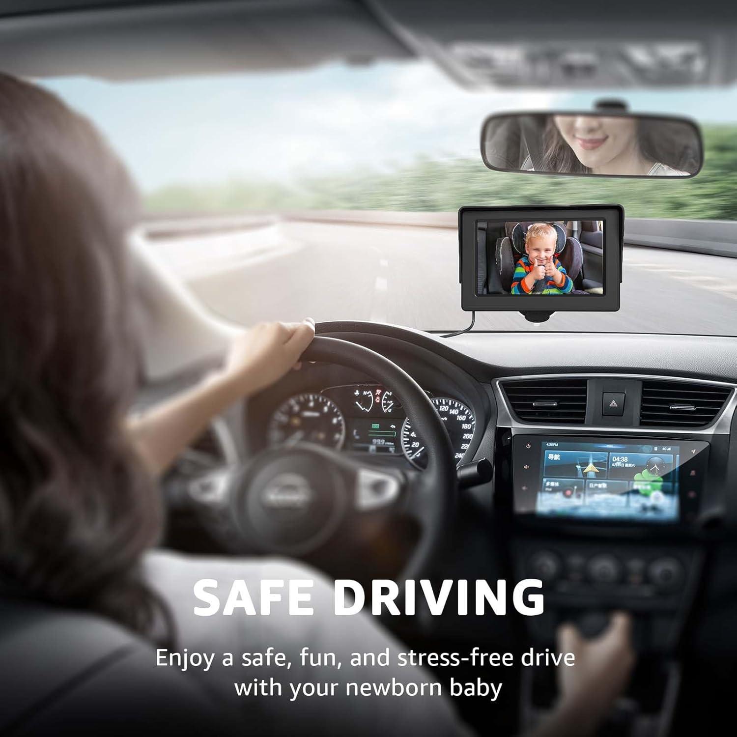 Cámara de Auto para Bebés GROWNSY 4.3" HD con Visión Nocturna