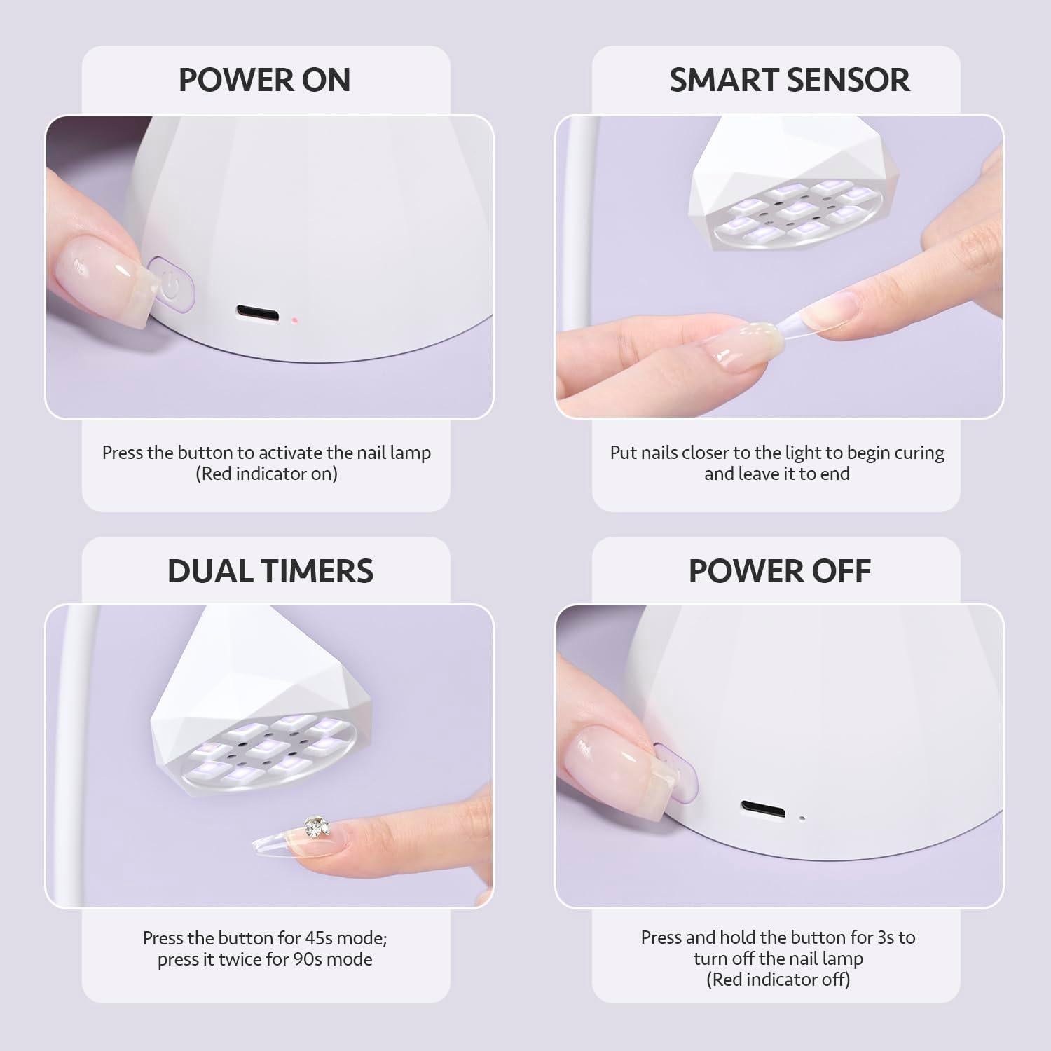 Lámpara de Uñas Inalámbrica GAOY Omin-Cure UV 9 LED 230g