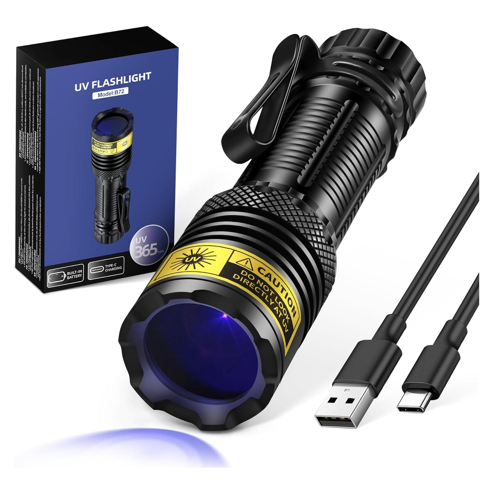 Linterna UV recargable VMTENMV 365nm mini luz negra LED