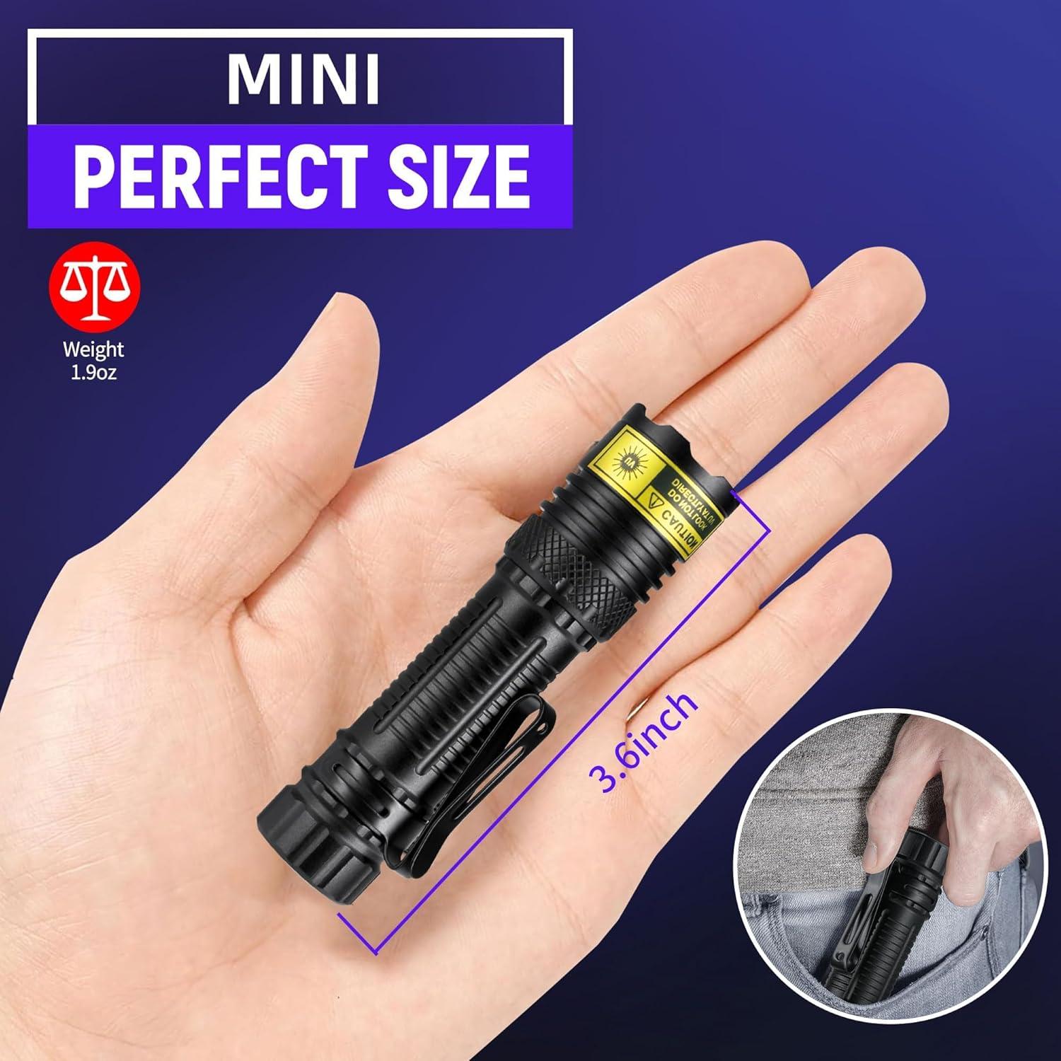 Linterna UV recargable VMTENMV 365nm mini luz negra LED