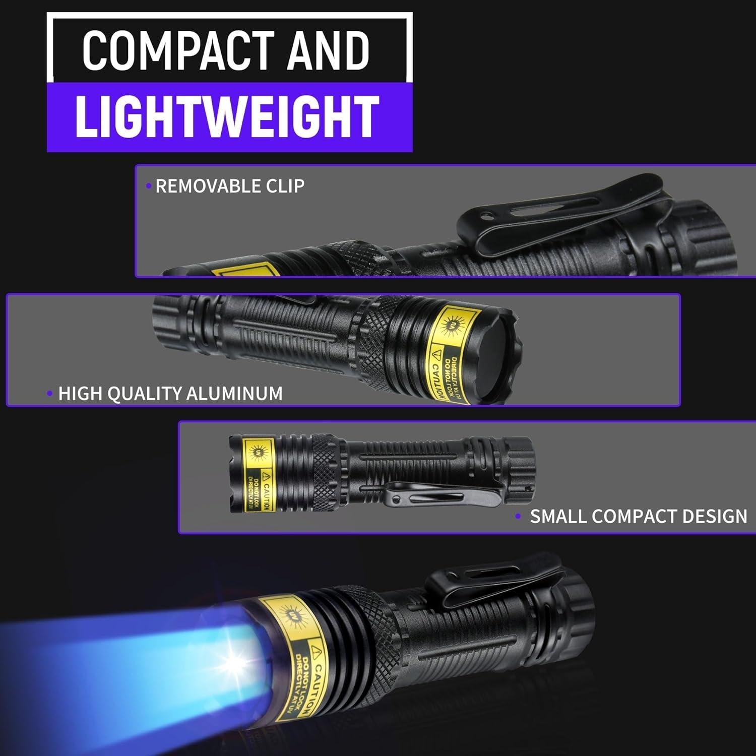 Linterna UV recargable VMTENMV 365nm mini luz negra LED