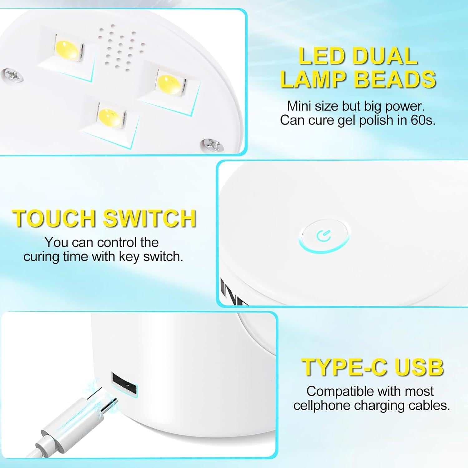 Mini Lámpara de Uñas UV/LED NXJ INFILILA 16W Portátil