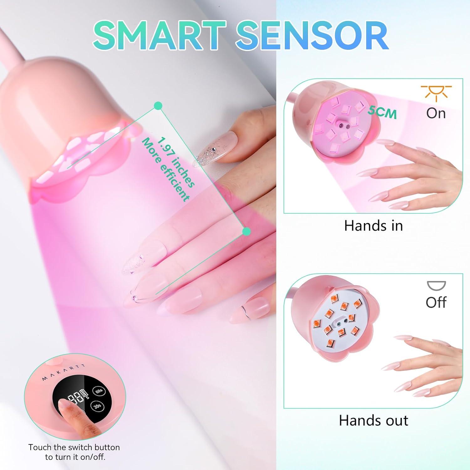 Lámpara UV LED Makartt Rosa 30W Portátil con Sensor Automático