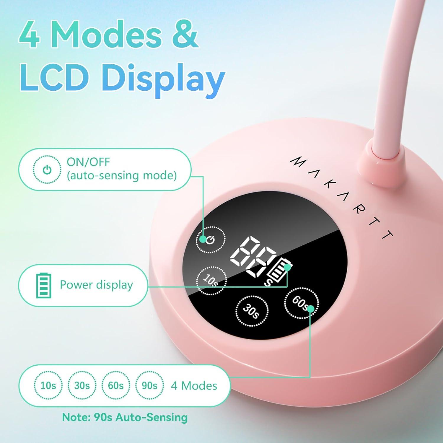 Lámpara UV LED Makartt Rosa 30W Portátil con Sensor Automático