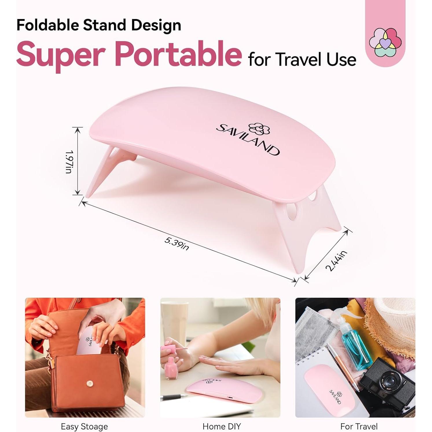 Lámpara UV LED Saviland SSPro X 12W Rosa Plegable 2 Temporizadores