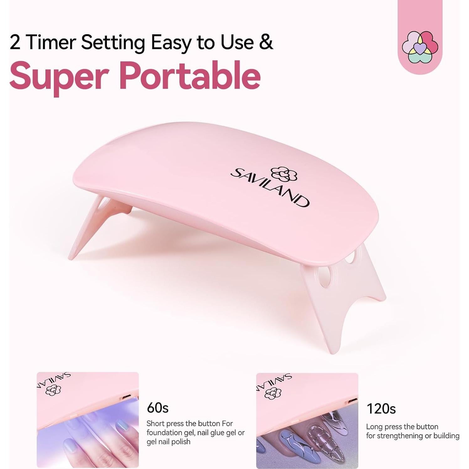 Lámpara UV LED Saviland SSPro X 12W Rosa Plegable 2 Temporizadores