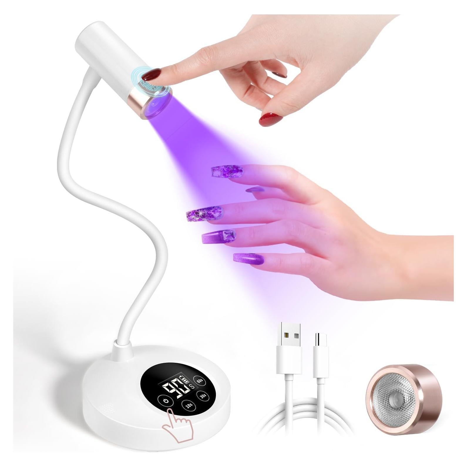 Lámpara de Uñas UV LED AORAEM Recargable 12W Cuello de Ganso