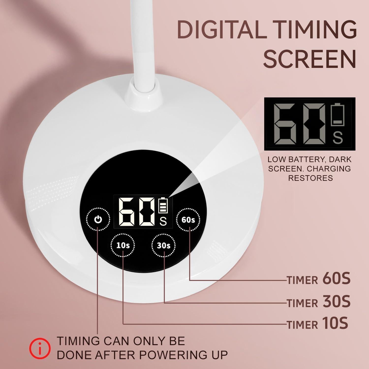 Lámpara de Uñas UV LED AORAEM Recargable 12W Cuello de Ganso