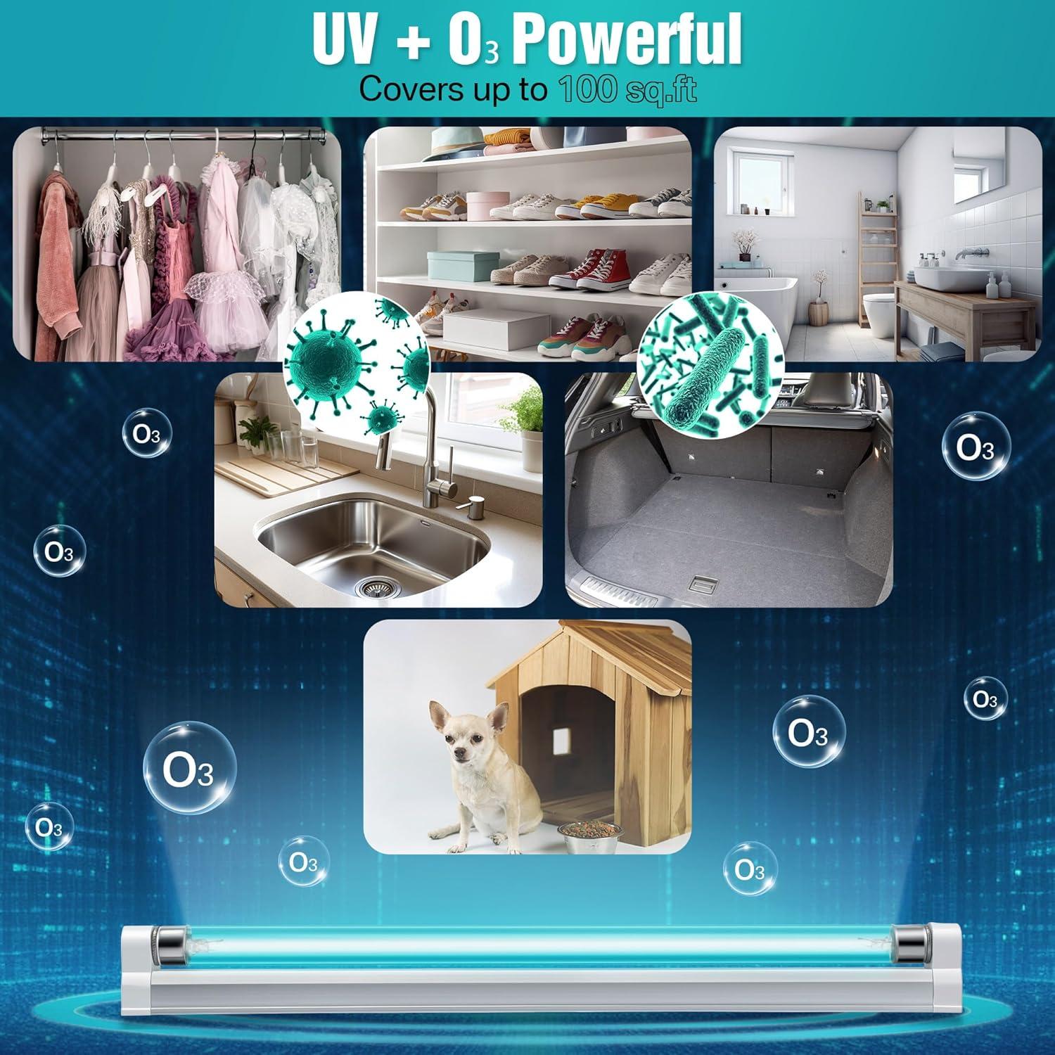 Lámpara Germicida UVC Qualirey 8W con Ozono 110V - Desinfección