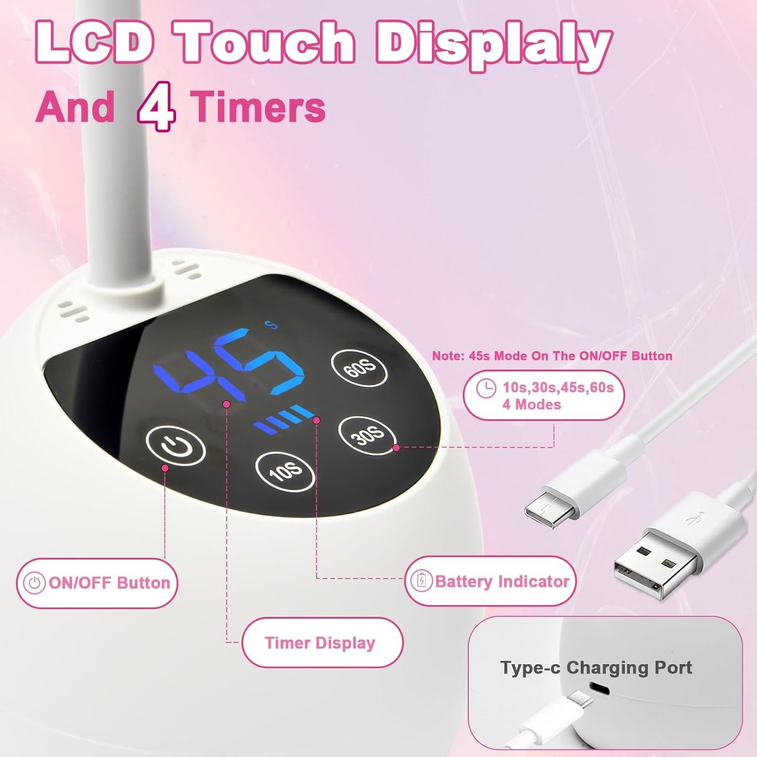 Lámpara UV LED CGBE Mini Inalámbrica 36W para Uñas de Gel