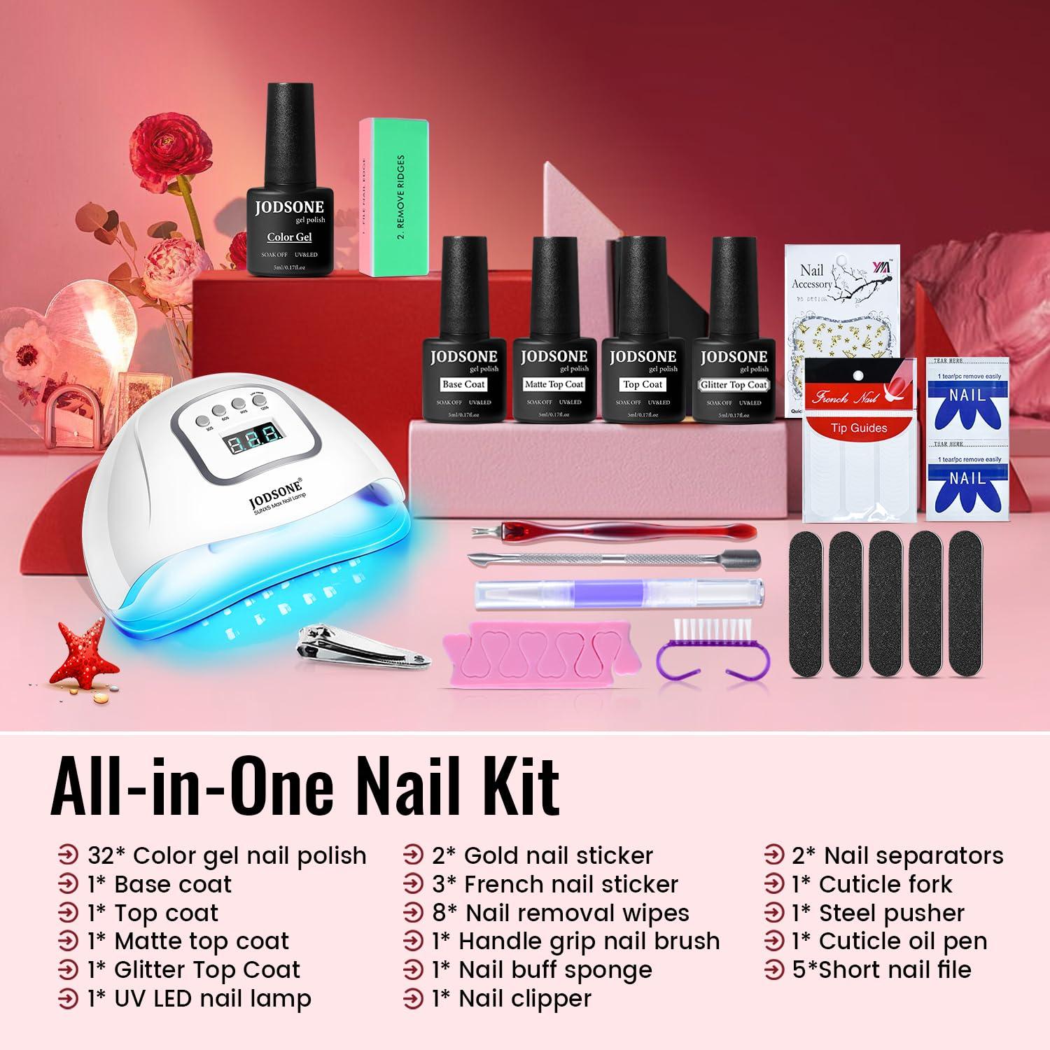 Kit de Esmalte de Uñas JODSONE 32 Colores con Luz UV
