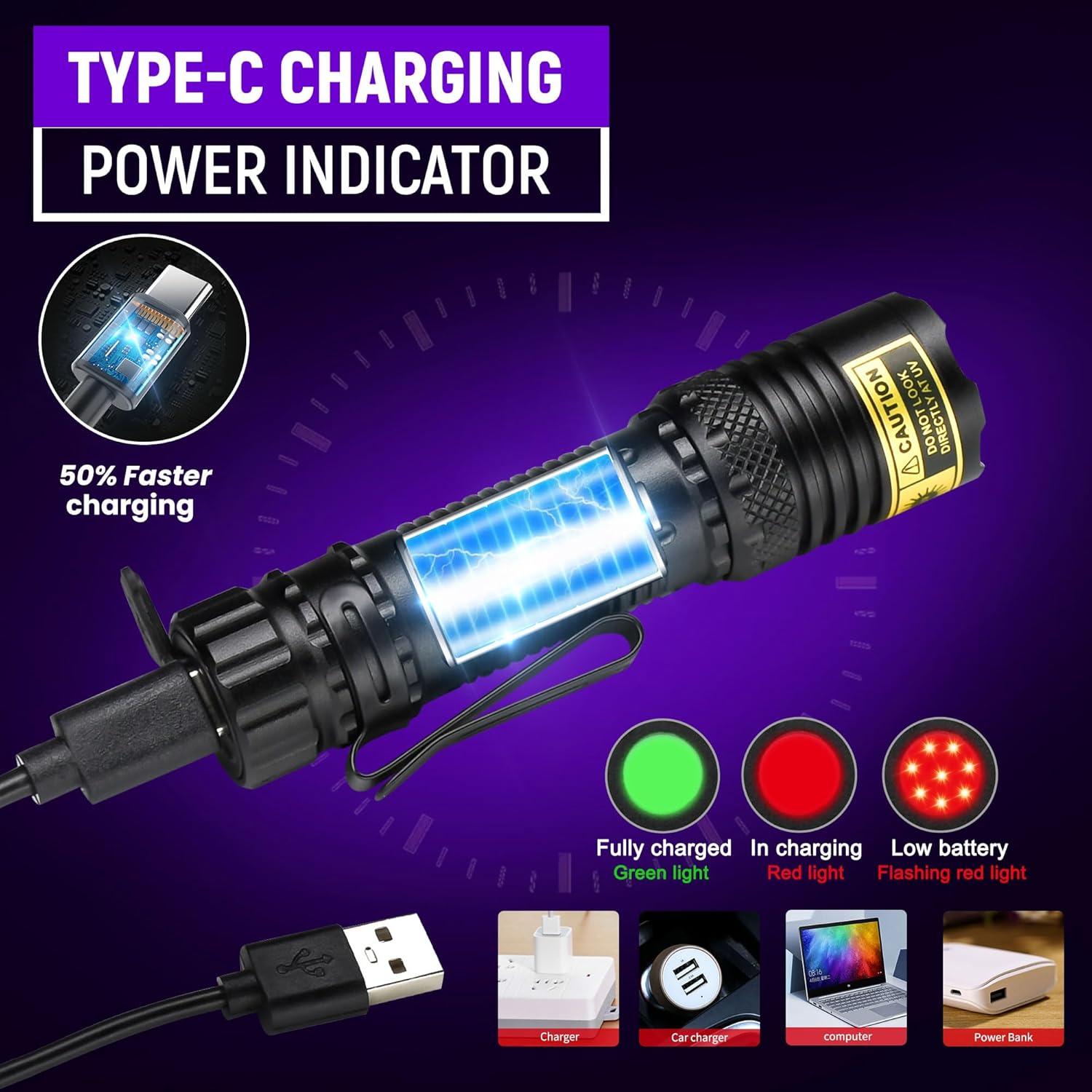 Linterna UV Recargable VMTENMV Mini 395nm LED 10W