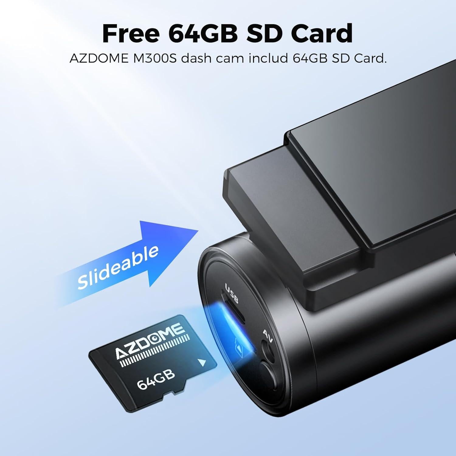 Cámara Dash AZDOME M300S 4K Doble Delantera y Trasera GPS