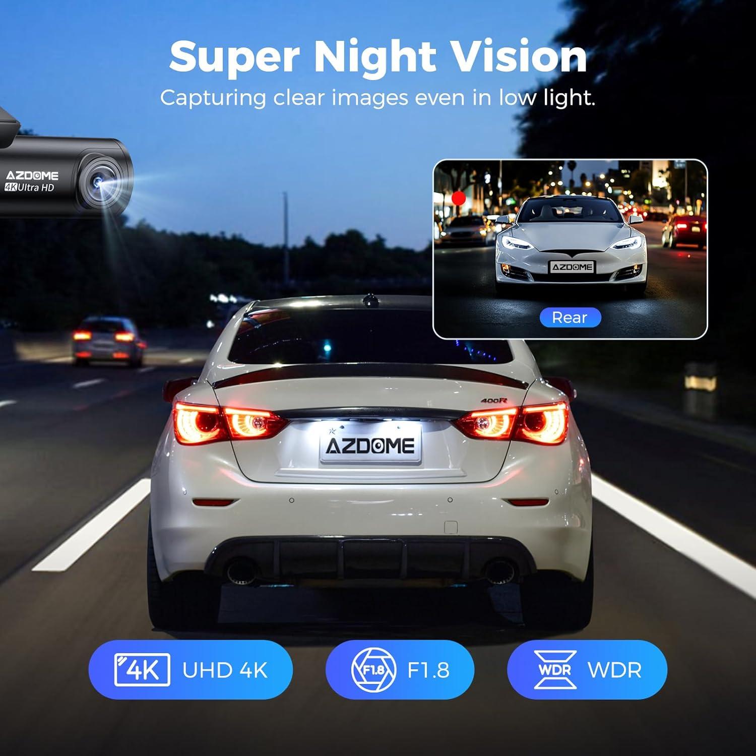 Cámara Dash AZDOME M300S 4K Doble Delantera y Trasera GPS