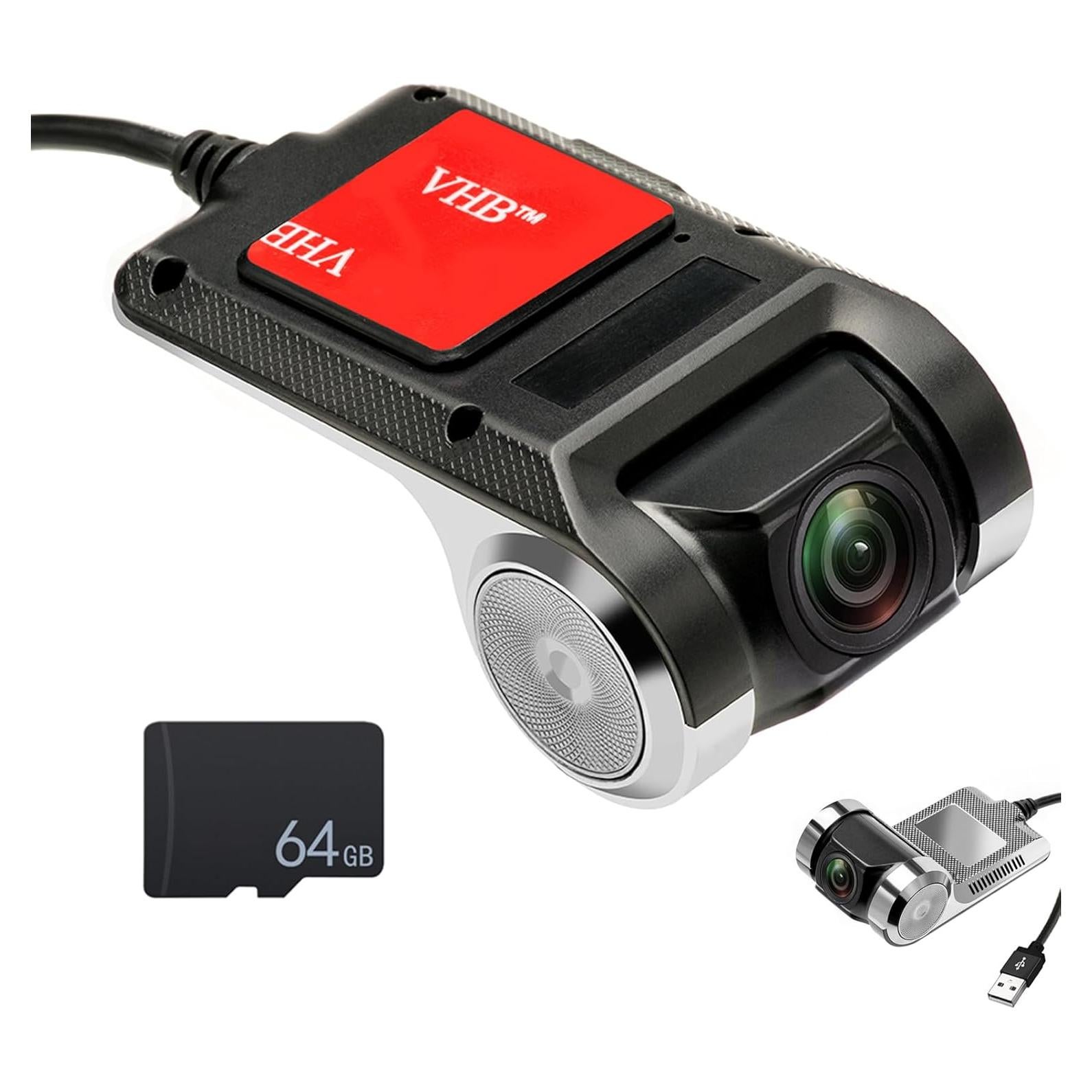 UNITOPSCI USB Car DVR Camera Video Recorder, USB Dash Cam, WDR Full HD Dash Camera Car Driving Recorder with 32GB Micro SD Card, 170° Wide Angle, Loop Recording Night Vision ADAS 24Hours Monitor