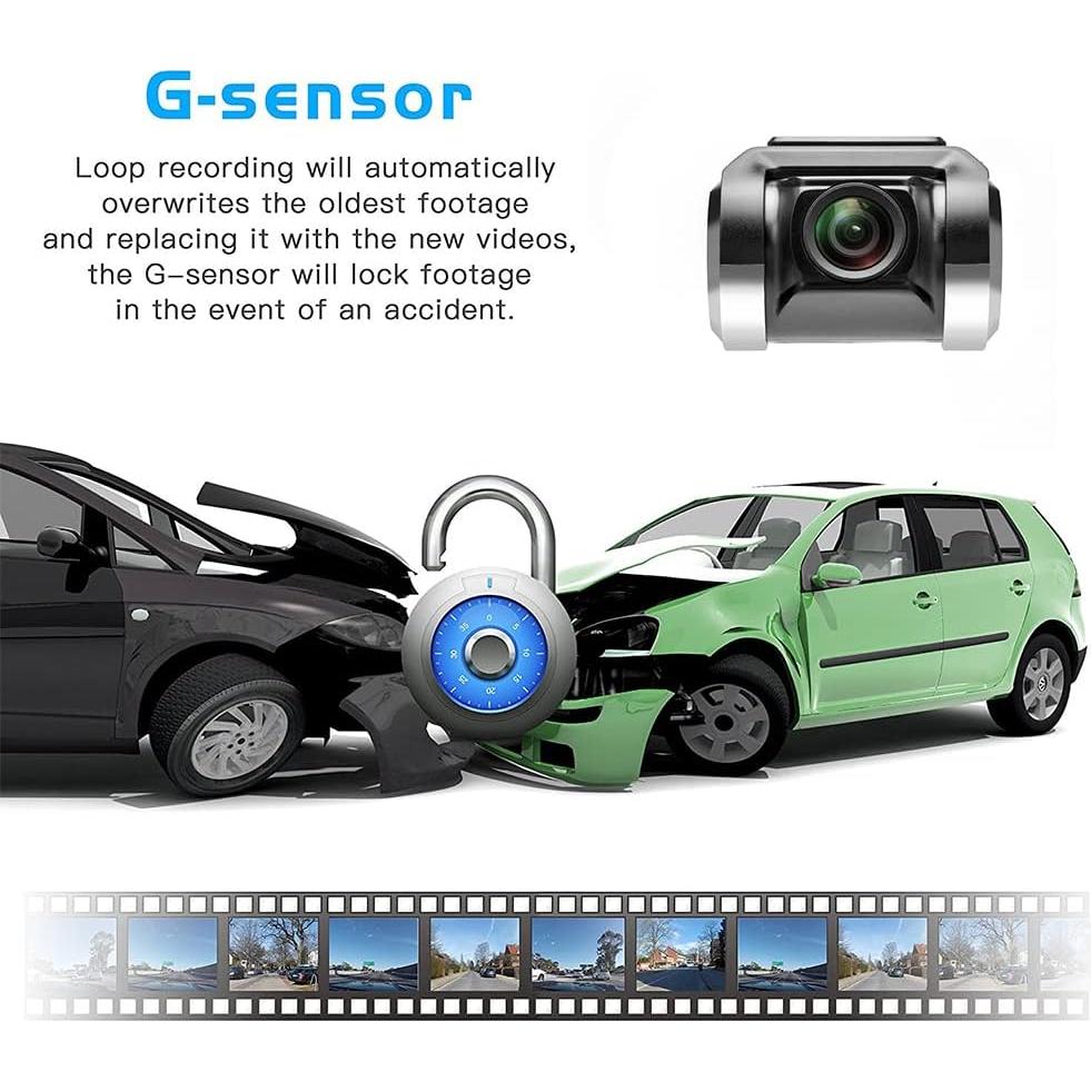 UNITOPSCI USB Car DVR Camera Video Recorder, USB Dash Cam, WDR Full HD Dash Camera Car Driving Recorder with 32GB Micro SD Card, 170° Wide Angle, Loop Recording Night Vision ADAS 24Hours Monitor