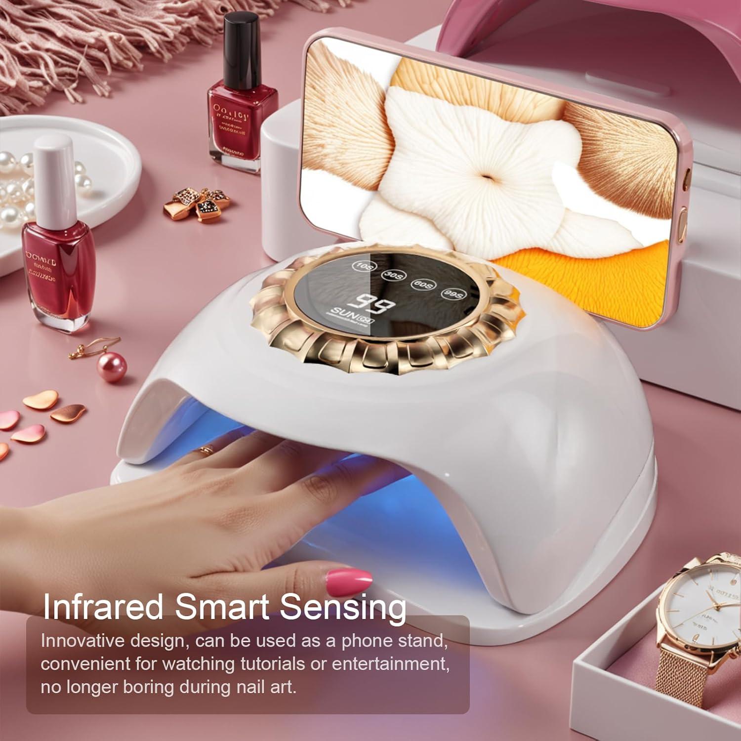 Lámpara de Uñas LED LVAINIT Blanca Profesional con Temporizador