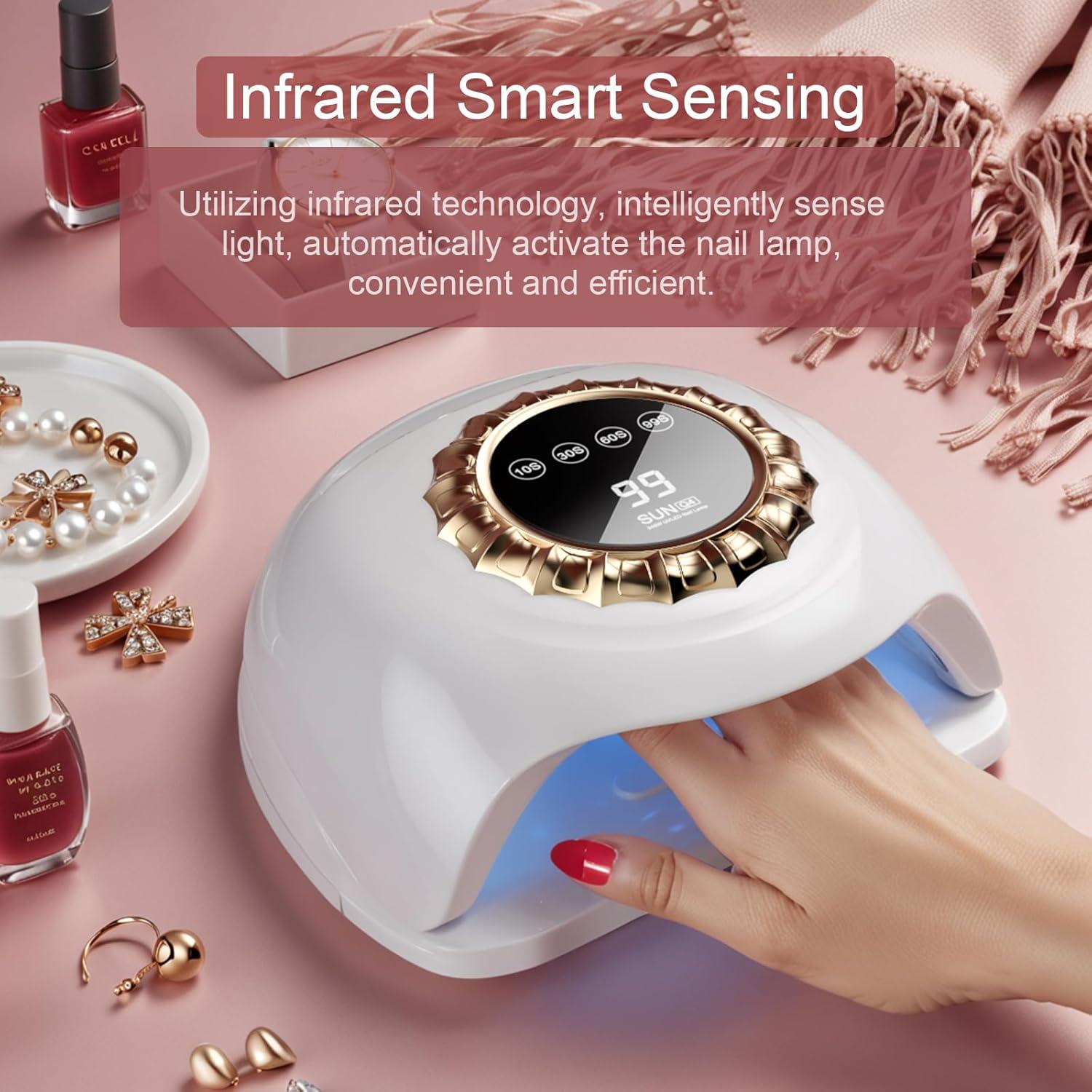 Lámpara de Uñas LED LVAINIT Blanca Profesional con Temporizador