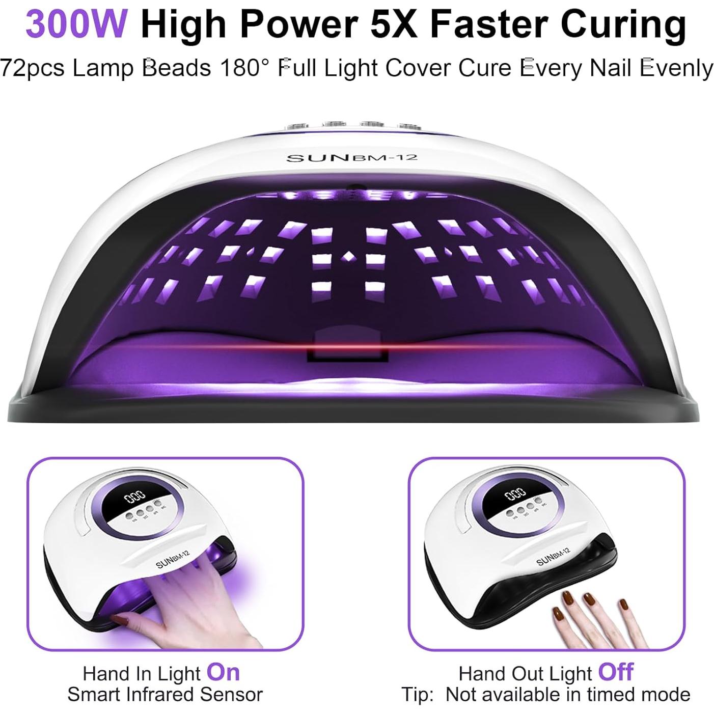Lámpara de Uñas LED UV ShineCai 300W con Sensor y Temporizadores