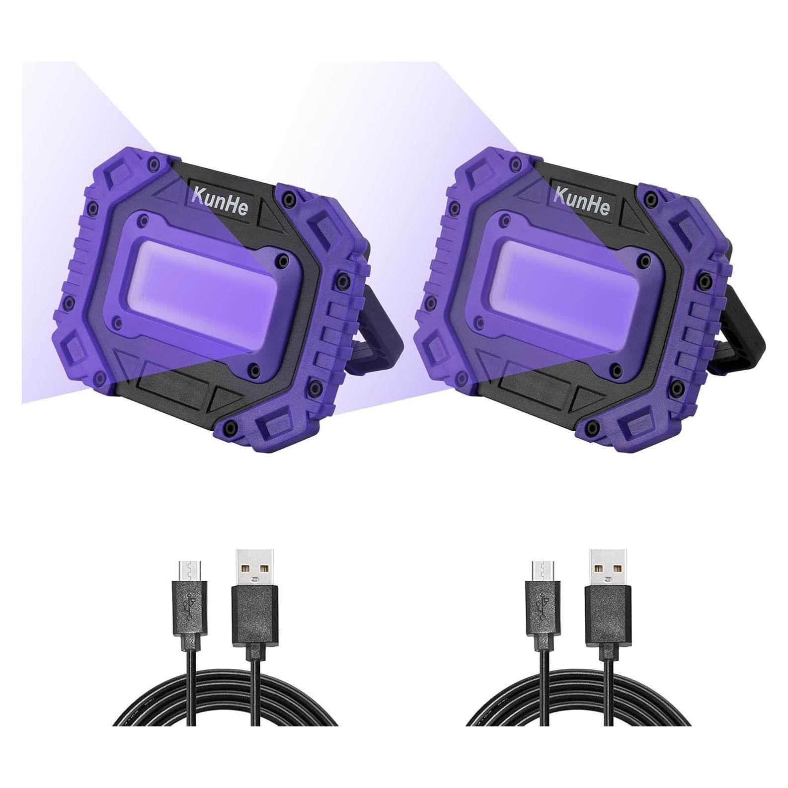 Luz Negra UV Portátil KunHe 395nm Recargable 2 Piezas