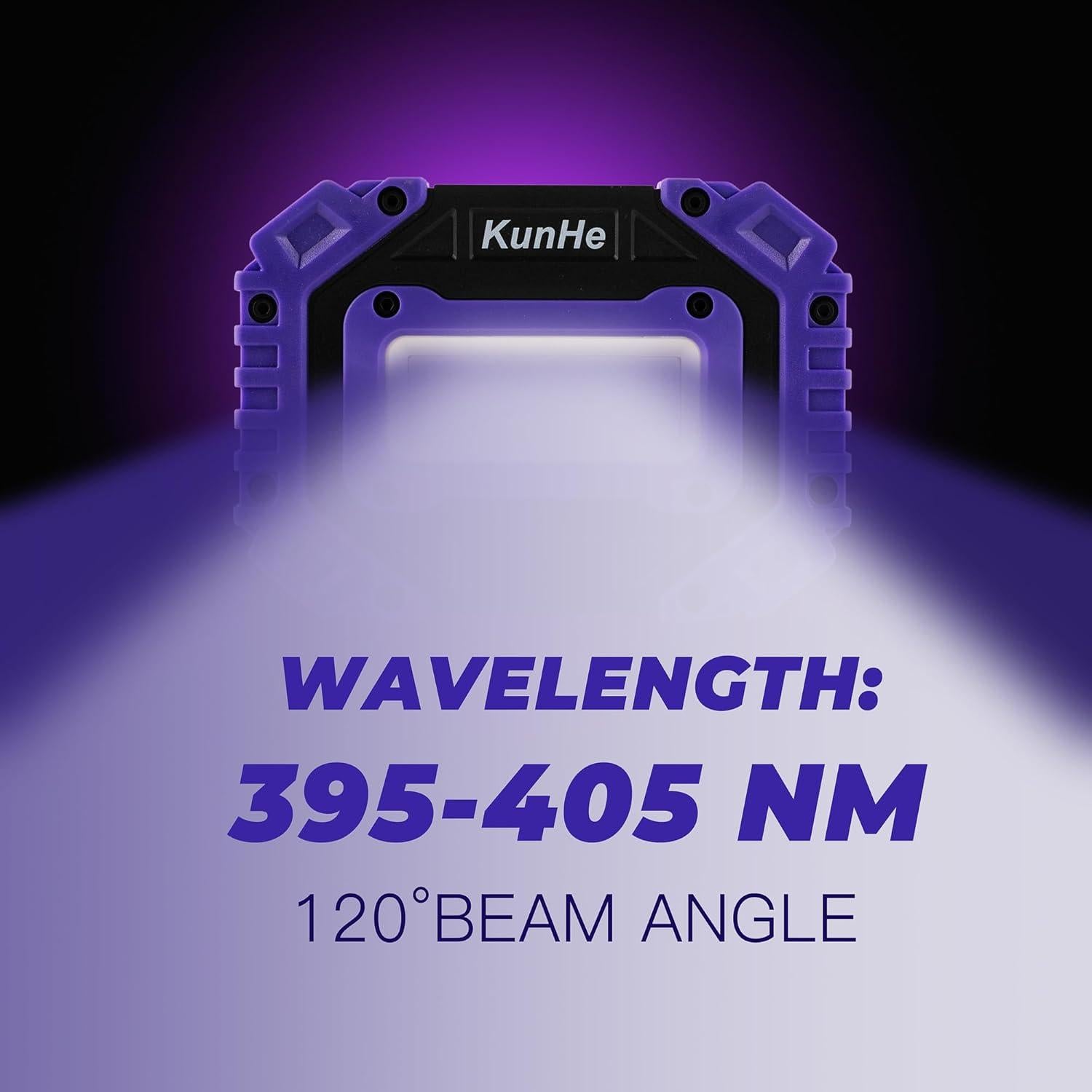 Luz Negra UV Portátil KunHe 395nm Recargable 2 Piezas