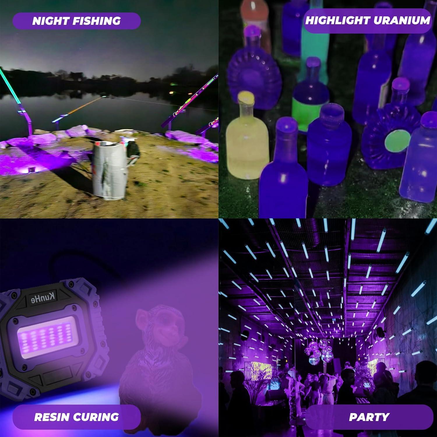 Luz Negra UV Portátil KunHe 395nm Recargable 2 Piezas