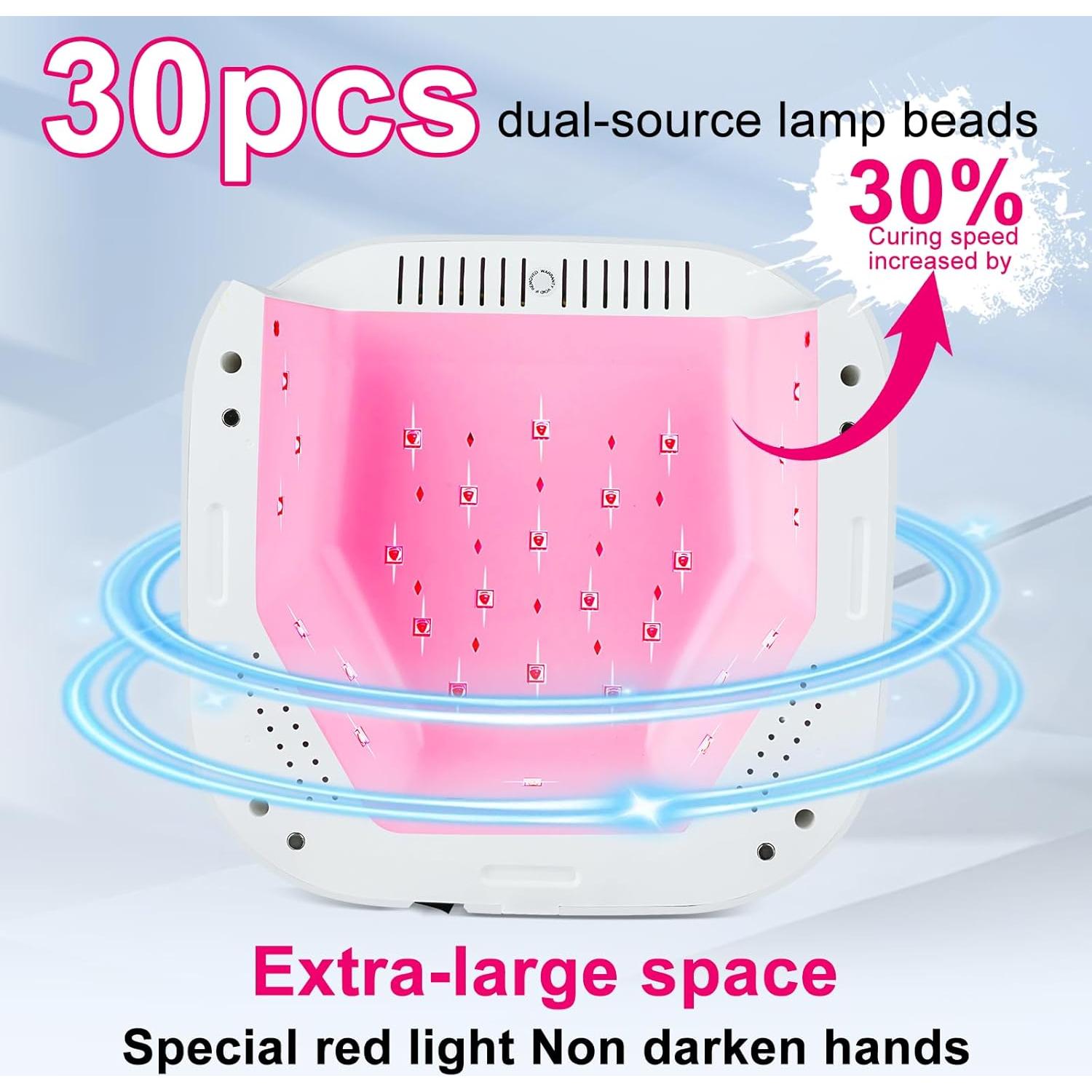 Lámpara UV LED MEKK para Uñas de Gel - Inalámbrica, 48W, Negro