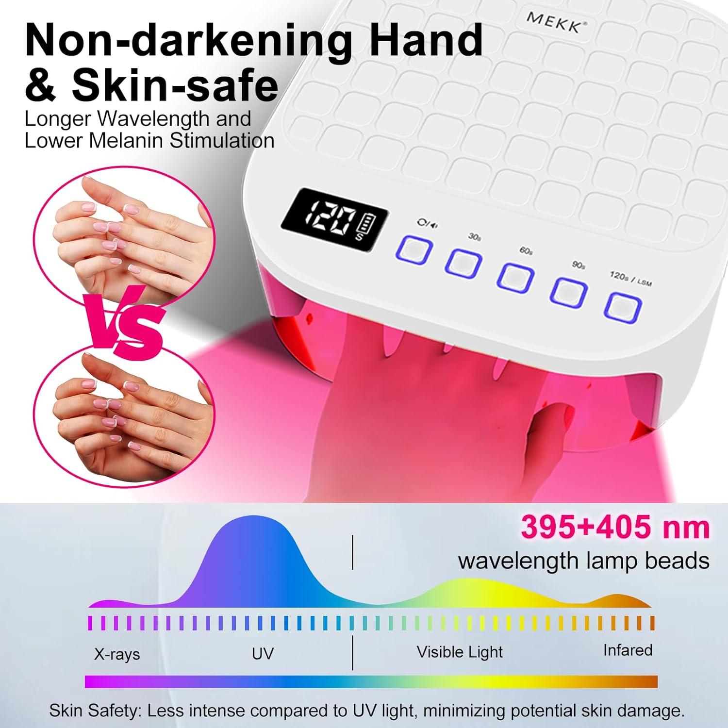 Lámpara UV LED MEKK para Uñas de Gel - Inalámbrica, 48W, Negro