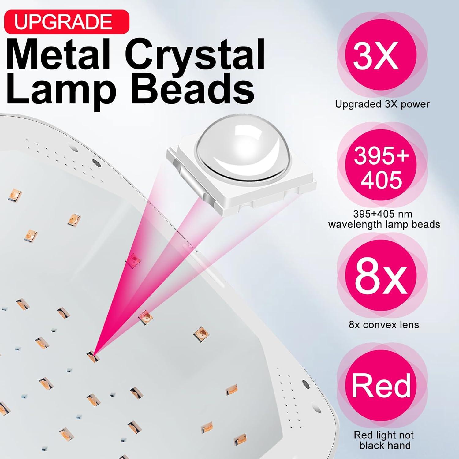 Lámpara UV LED MEKK para Uñas de Gel - Inalámbrica, 48W, Negro